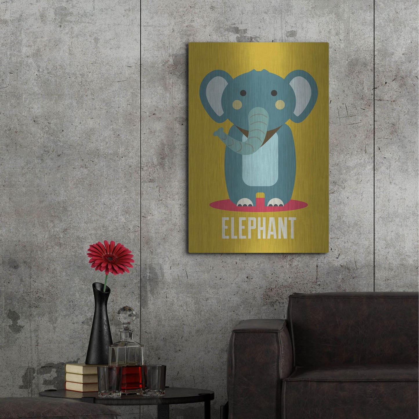 Luxe Metal Art 'Elephant Kids Nursery' by Gary Williams, Metal Wall Art,24x36