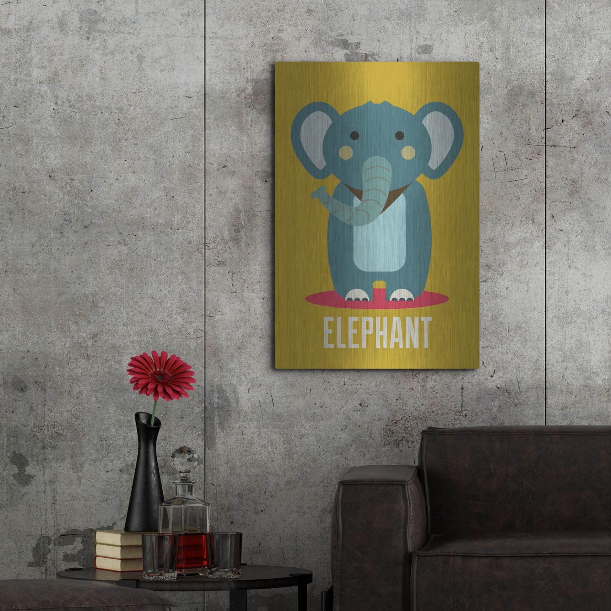 Luxe Metal Art 'Elephant Kids Nursery' by Gary Williams, Metal Wall Art,24x36