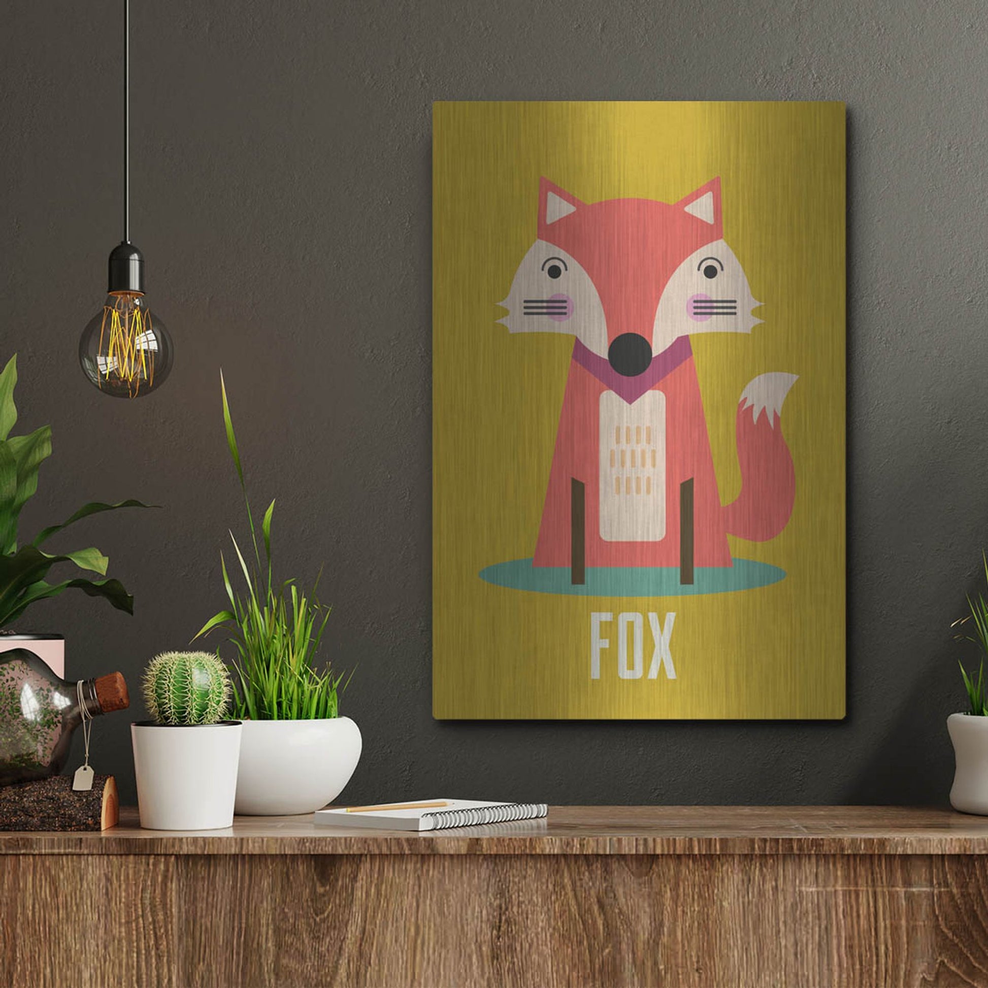 Luxe Metal Art 'Fox Kids Nursery' by Gary Williams, Metal Wall Art,12x16