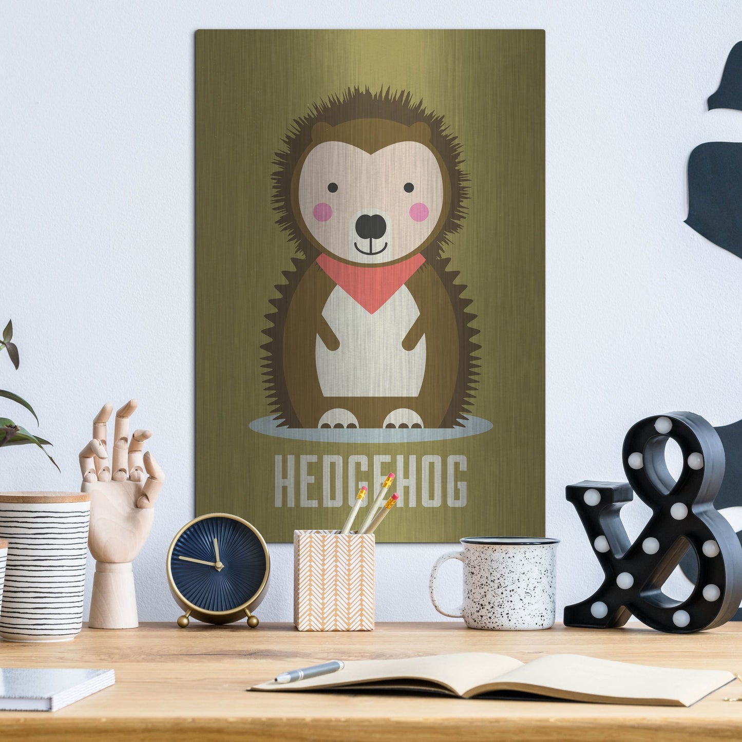 Luxe Metal Art 'Hedgehog Kids Nursery' by Gary Williams, Metal Wall Art,12x16