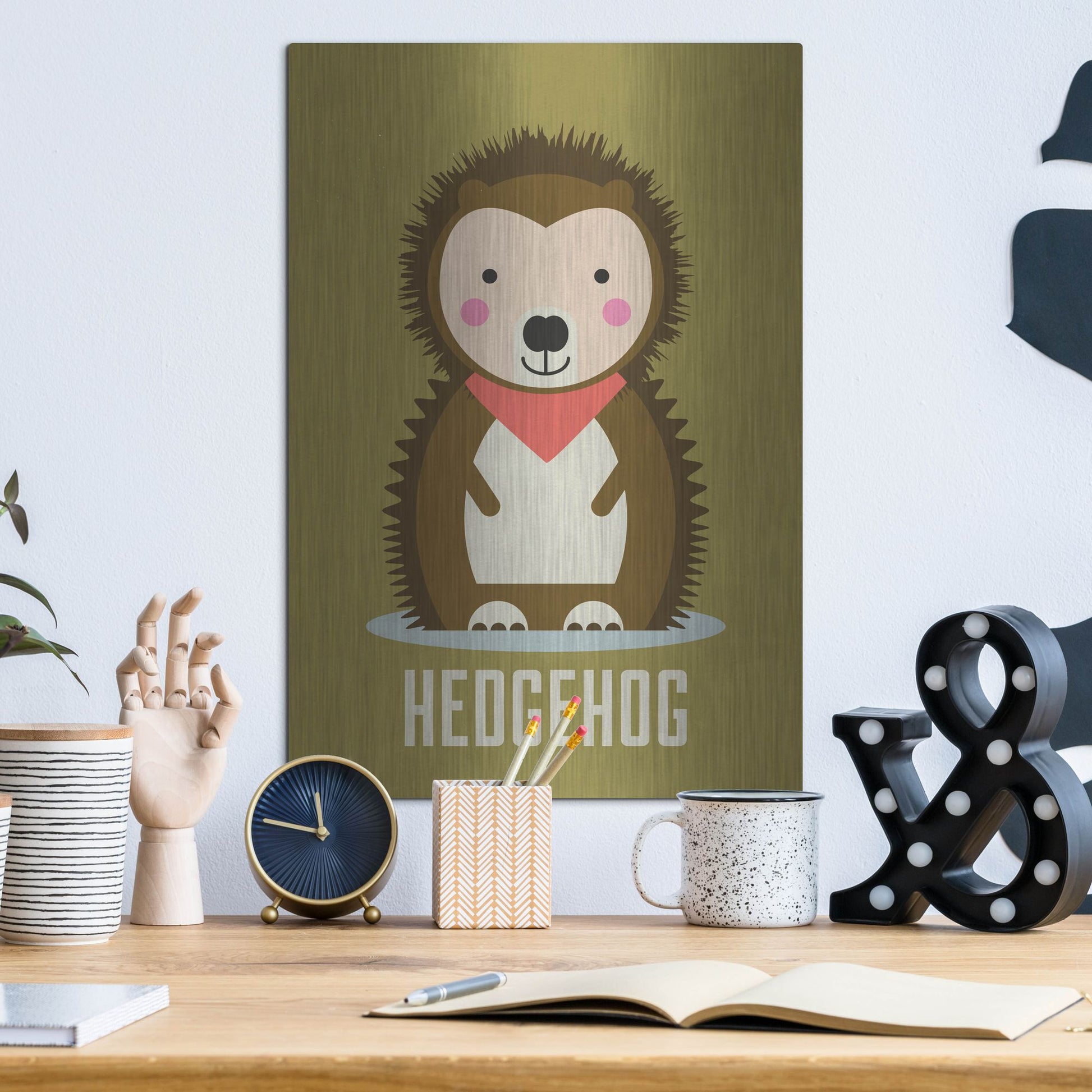 Luxe Metal Art 'Hedgehog Kids Nursery' by Gary Williams, Metal Wall Art,12x16
