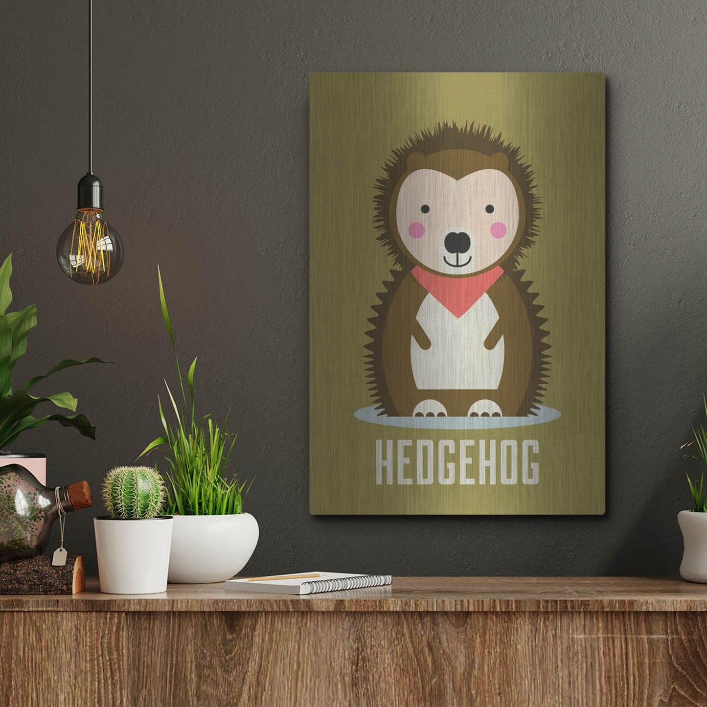 Luxe Metal Art 'Hedgehog Kids Nursery' by Gary Williams, Metal Wall Art,12x16