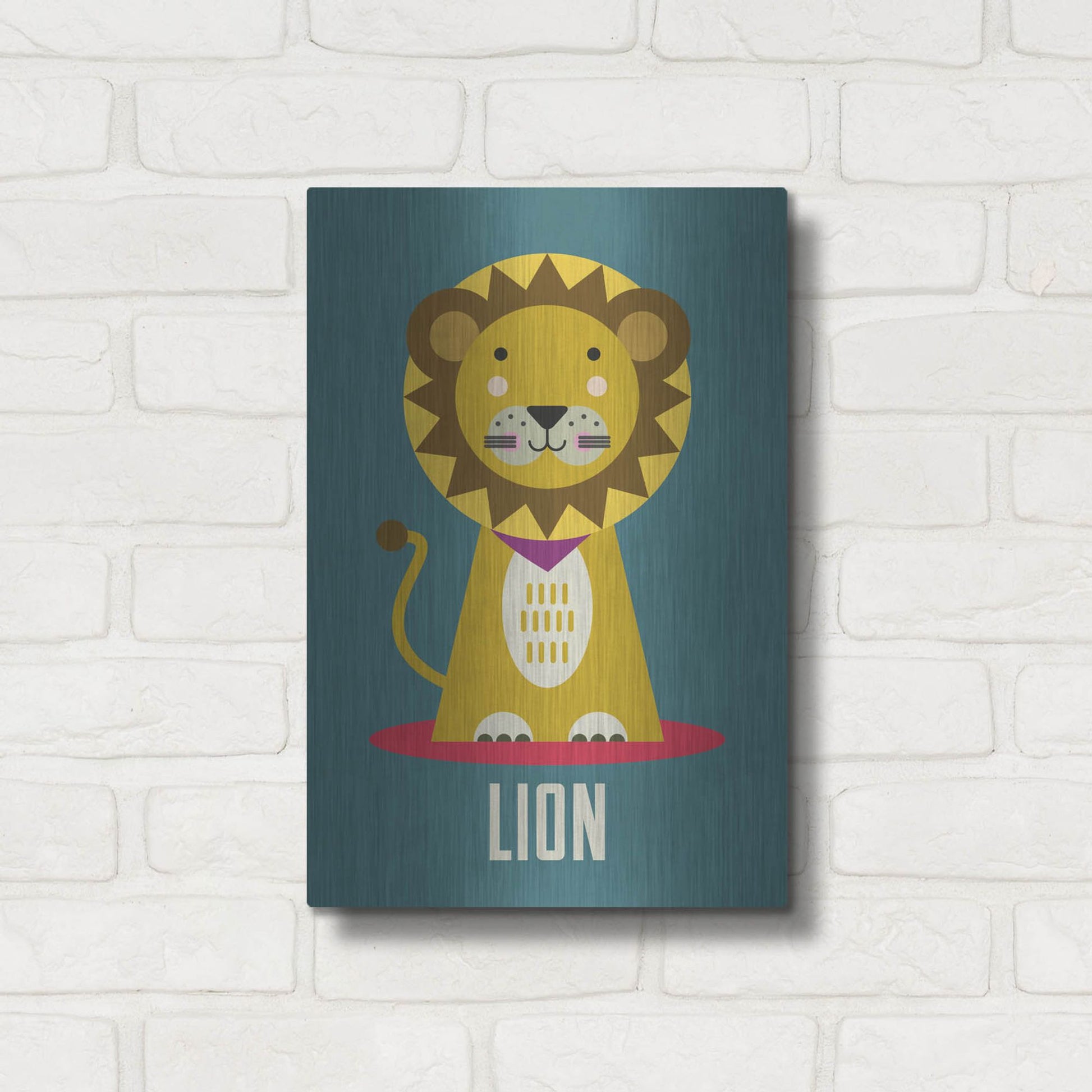 Luxe Metal Art 'Lion Kids Nursery' by Gary Williams, Metal Wall Art,12x16