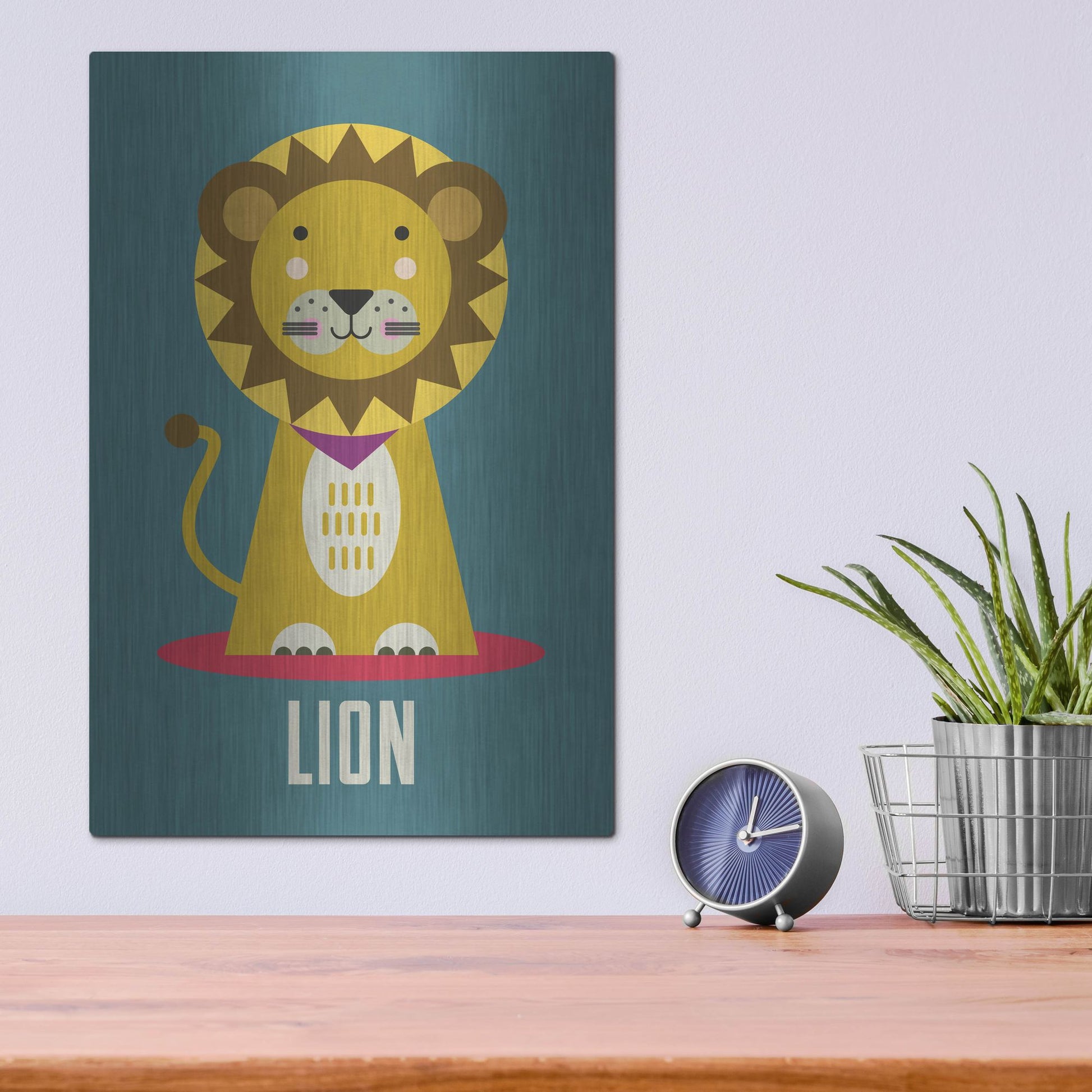 Luxe Metal Art 'Lion Kids Nursery' by Gary Williams, Metal Wall Art,12x16
