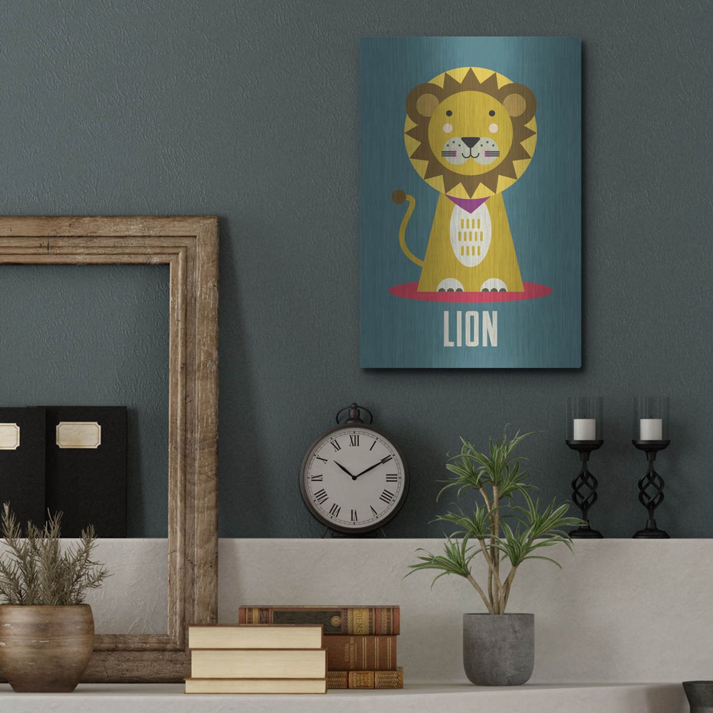 Luxe Metal Art 'Lion Kids Nursery' by Gary Williams, Metal Wall Art,12x16