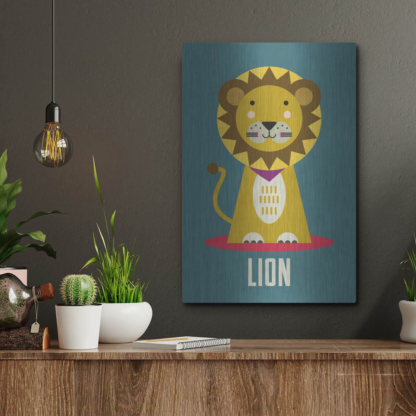 Luxe Metal Art 'Lion Kids Nursery' by Gary Williams, Metal Wall Art,12x16