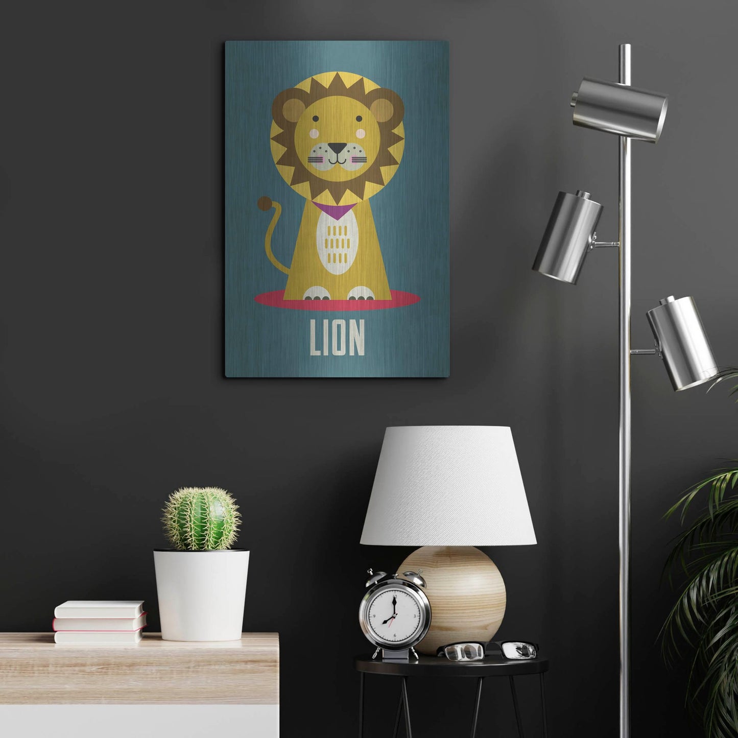 Luxe Metal Art 'Lion Kids Nursery' by Gary Williams, Metal Wall Art,16x24
