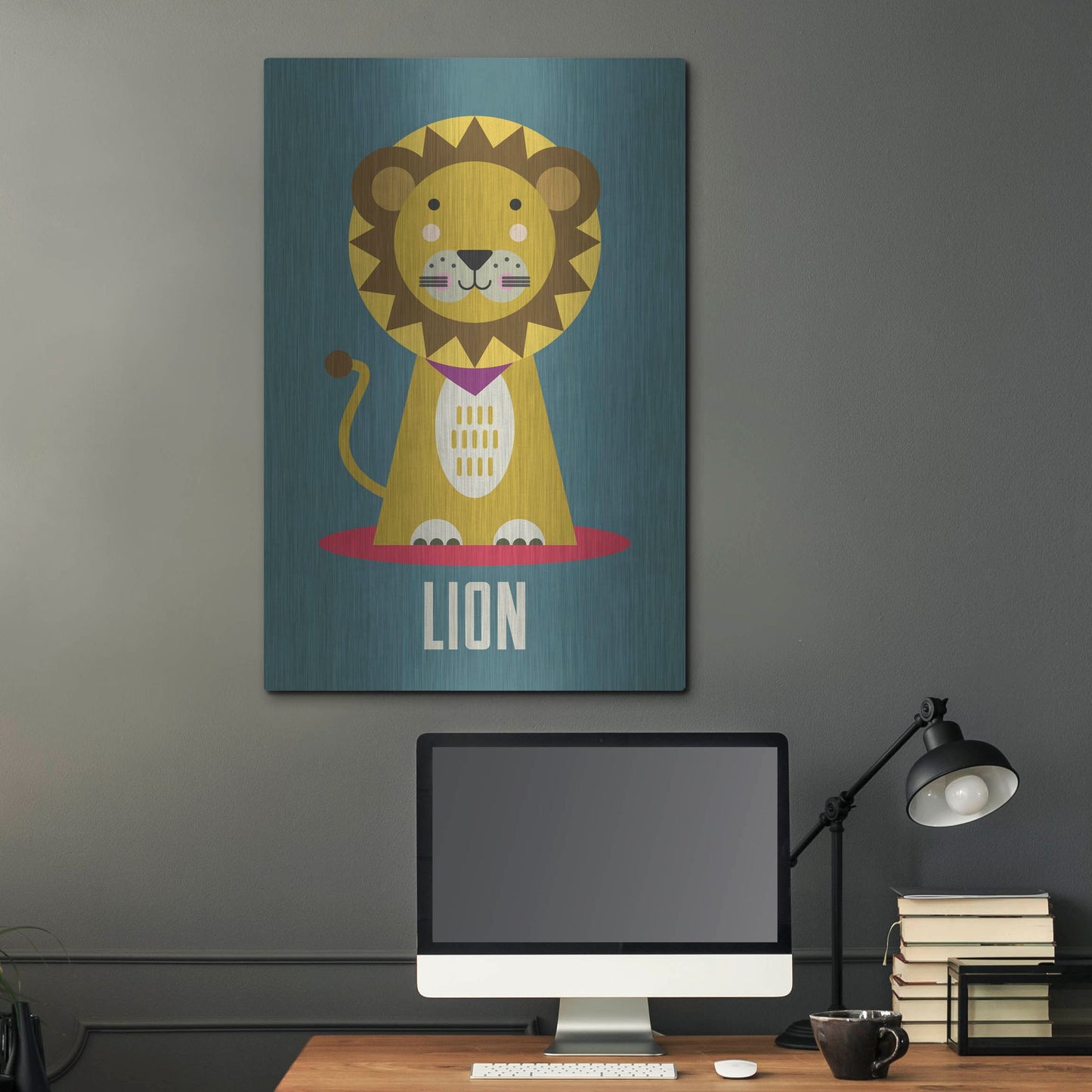 Luxe Metal Art 'Lion Kids Nursery' by Gary Williams, Metal Wall Art,24x36