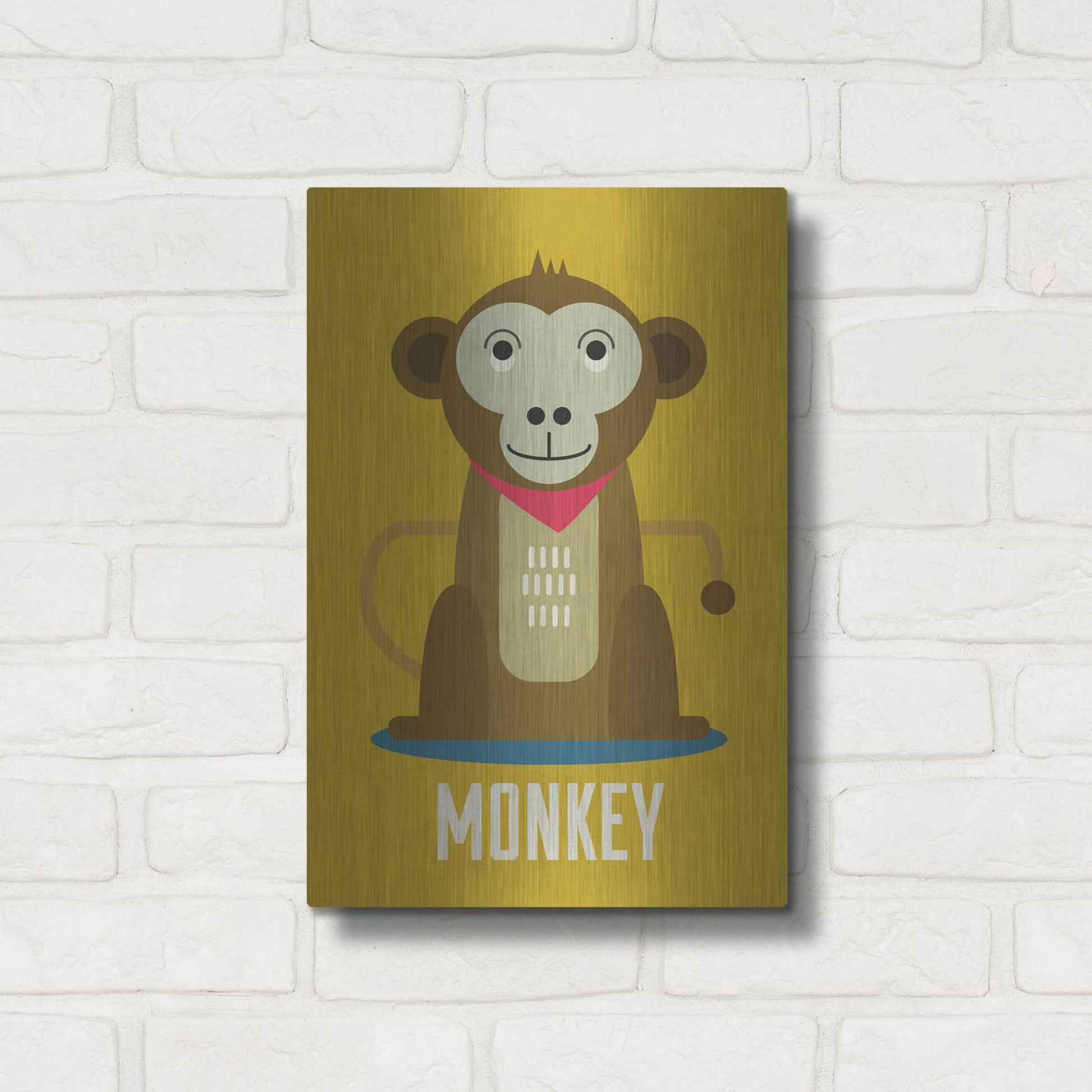 Luxe Metal Art 'Monkey Kids Nursery' by Gary Williams, Metal Wall Art,12x16