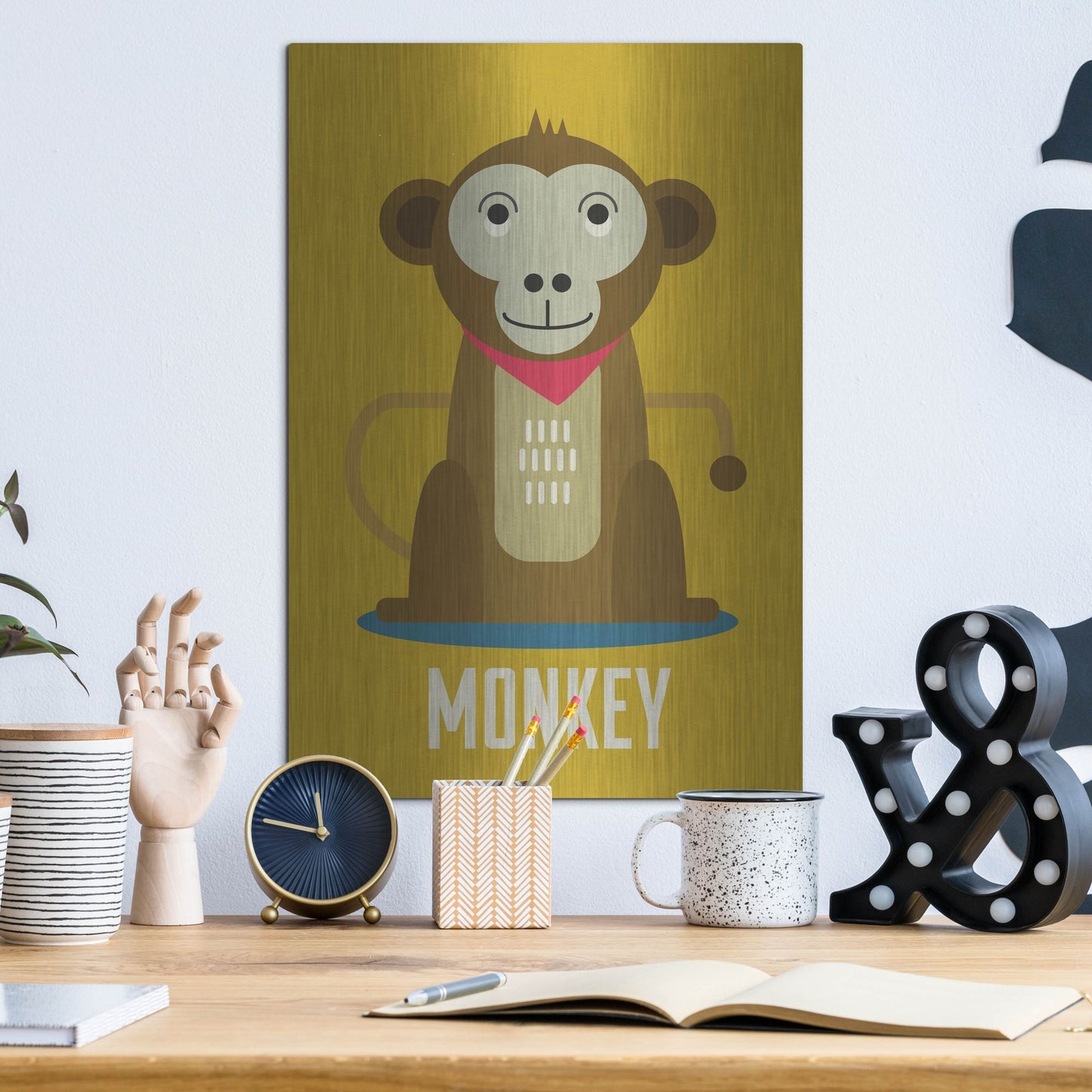 Luxe Metal Art 'Monkey Kids Nursery' by Gary Williams, Metal Wall Art,12x16