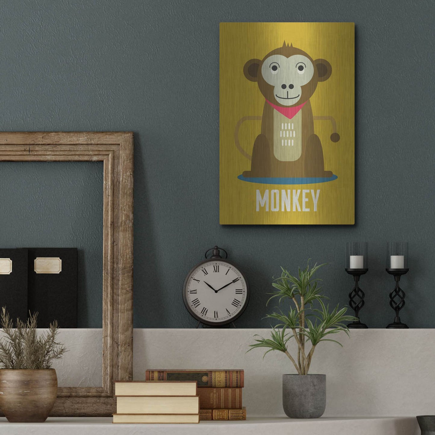 Luxe Metal Art 'Monkey Kids Nursery' by Gary Williams, Metal Wall Art,12x16
