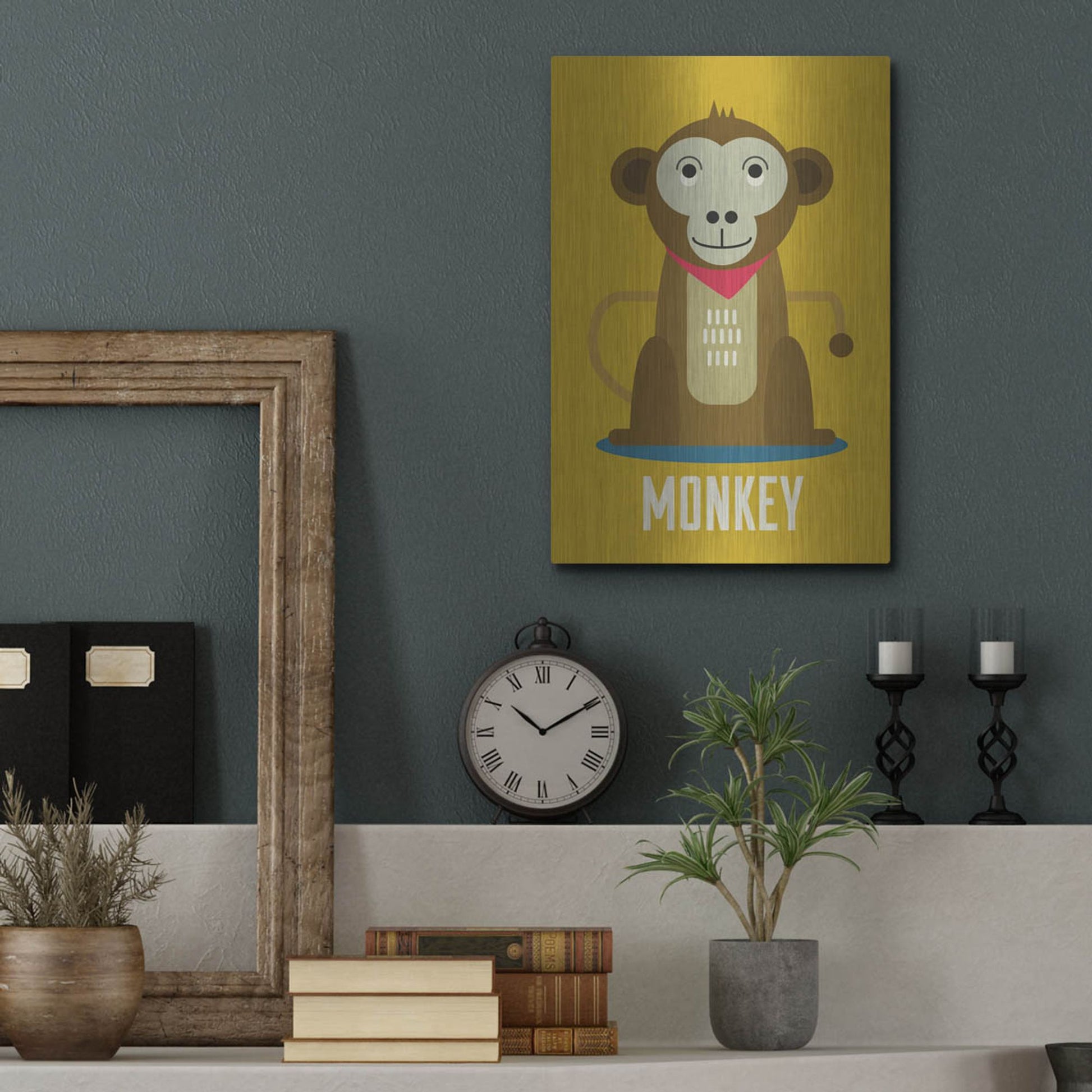 Luxe Metal Art 'Monkey Kids Nursery' by Gary Williams, Metal Wall Art,12x16