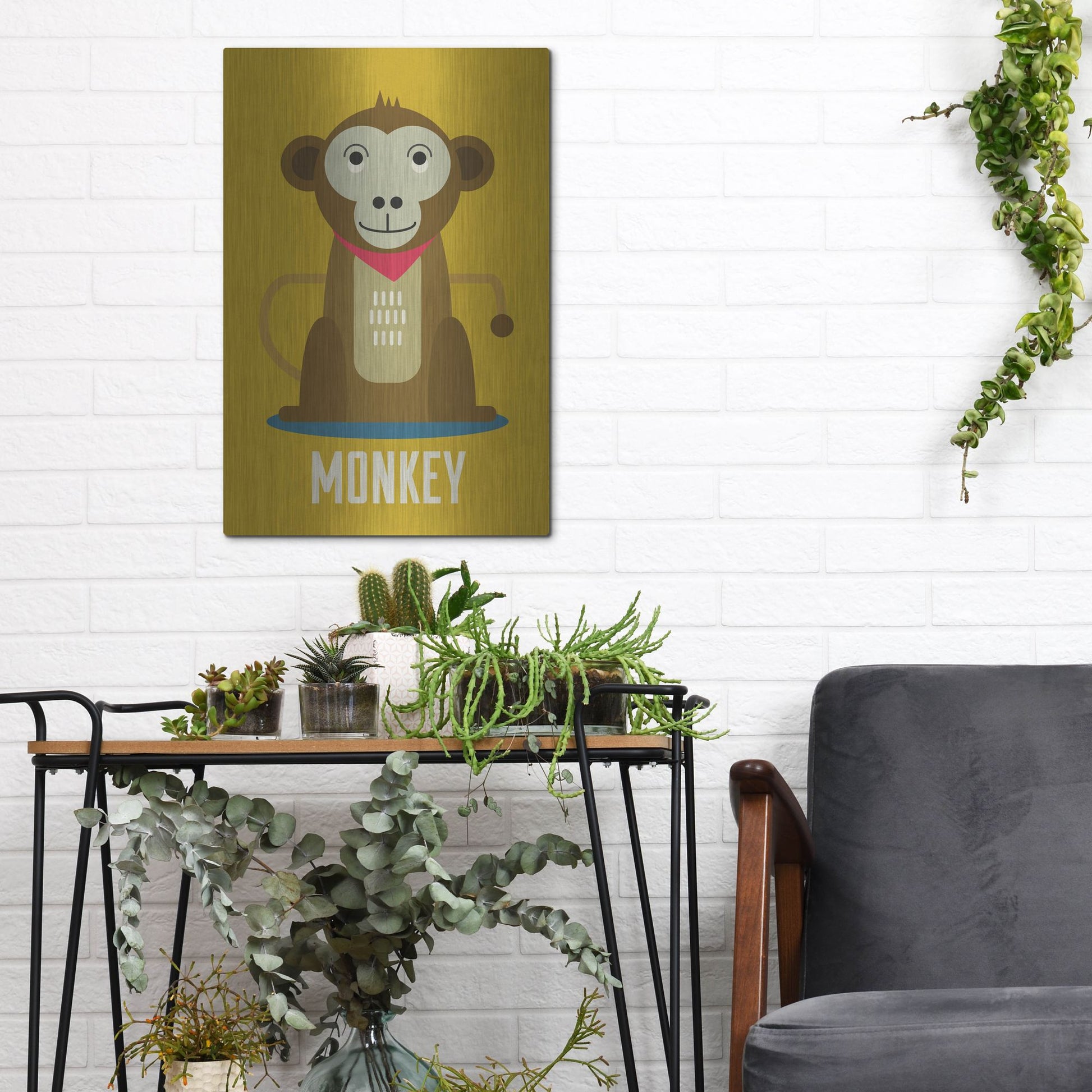 Luxe Metal Art 'Monkey Kids Nursery' by Gary Williams, Metal Wall Art,12x16