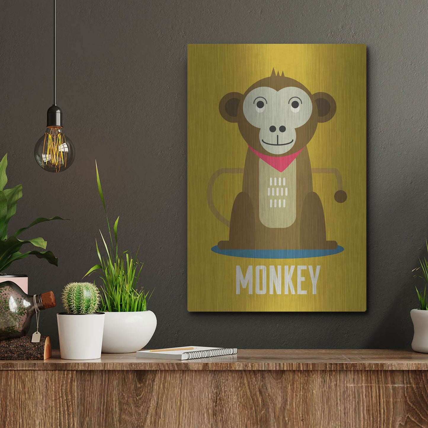 Luxe Metal Art 'Monkey Kids Nursery' by Gary Williams, Metal Wall Art,12x16