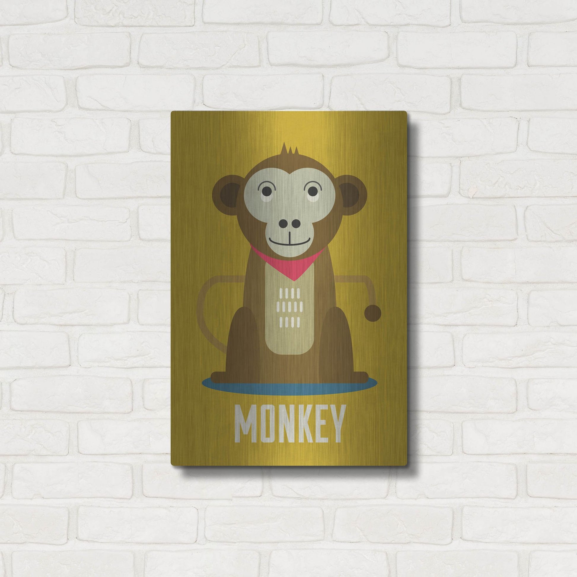 Luxe Metal Art 'Monkey Kids Nursery' by Gary Williams, Metal Wall Art,16x24