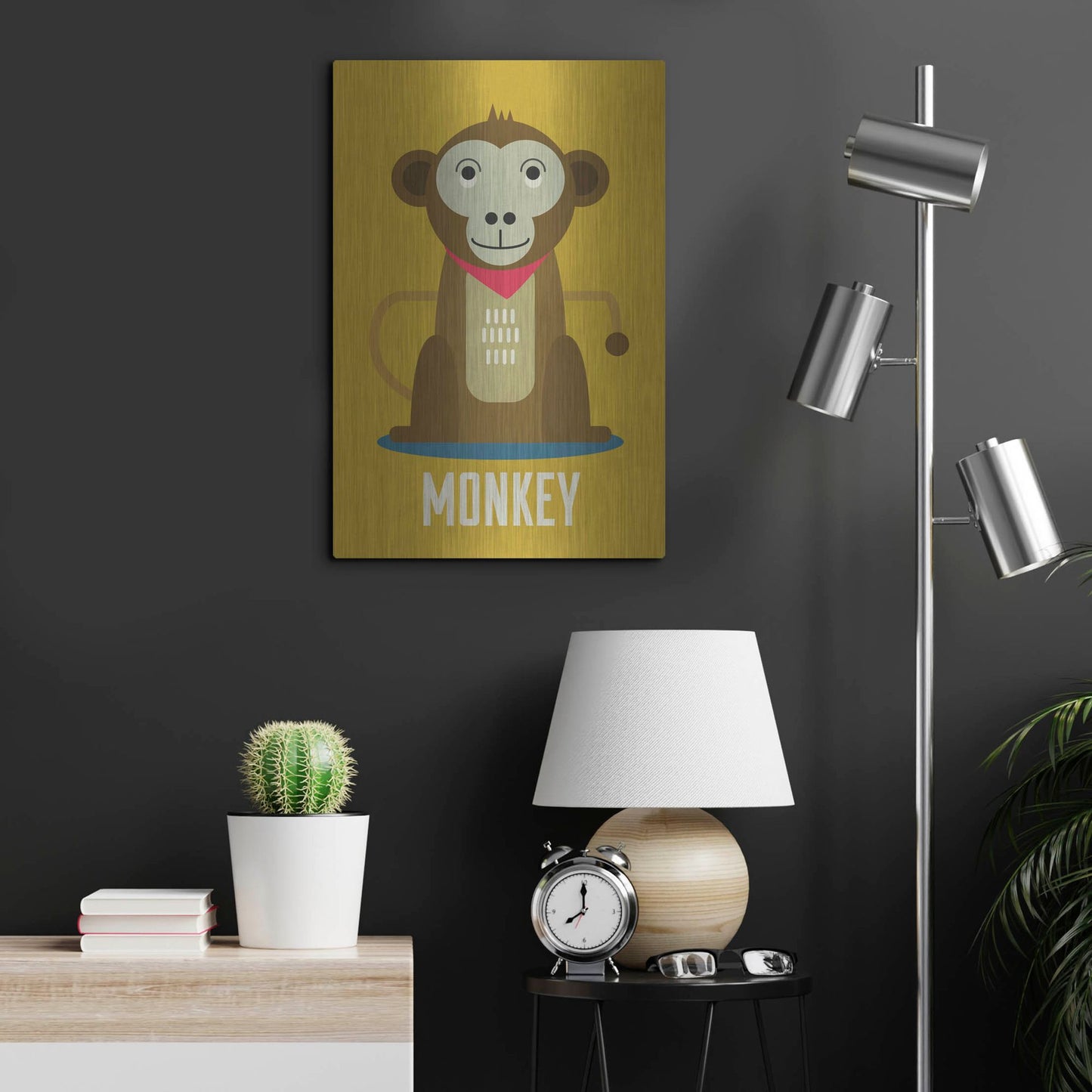 Luxe Metal Art 'Monkey Kids Nursery' by Gary Williams, Metal Wall Art,16x24