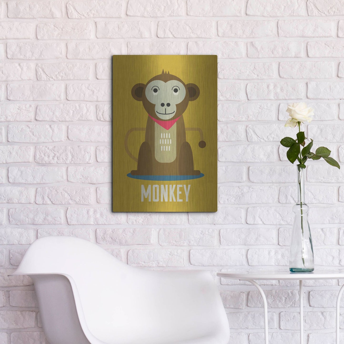 Luxe Metal Art 'Monkey Kids Nursery' by Gary Williams, Metal Wall Art,16x24