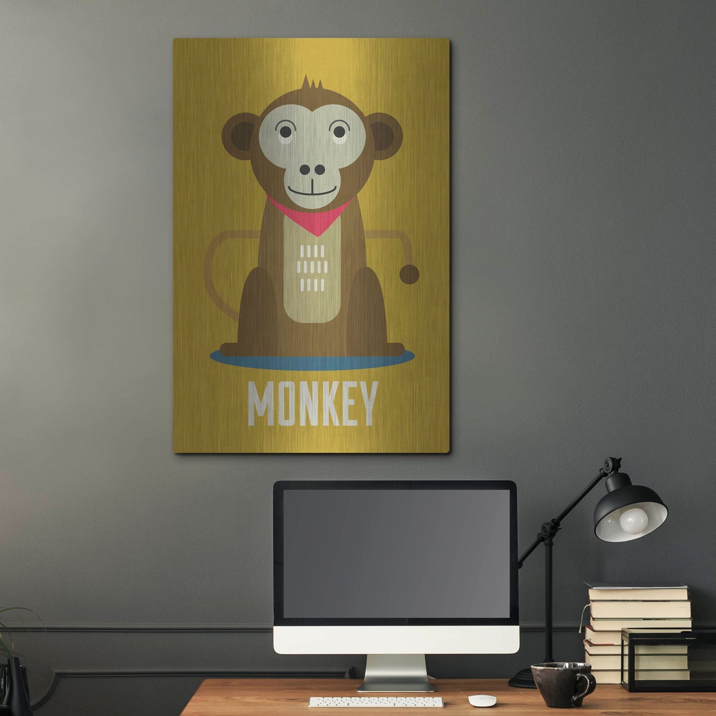 Luxe Metal Art 'Monkey Kids Nursery' by Gary Williams, Metal Wall Art,24x36