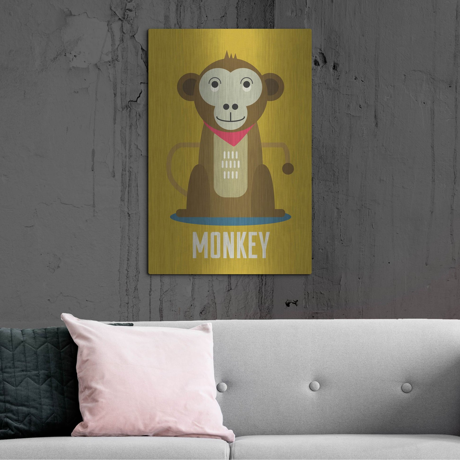 Luxe Metal Art 'Monkey Kids Nursery' by Gary Williams, Metal Wall Art,24x36