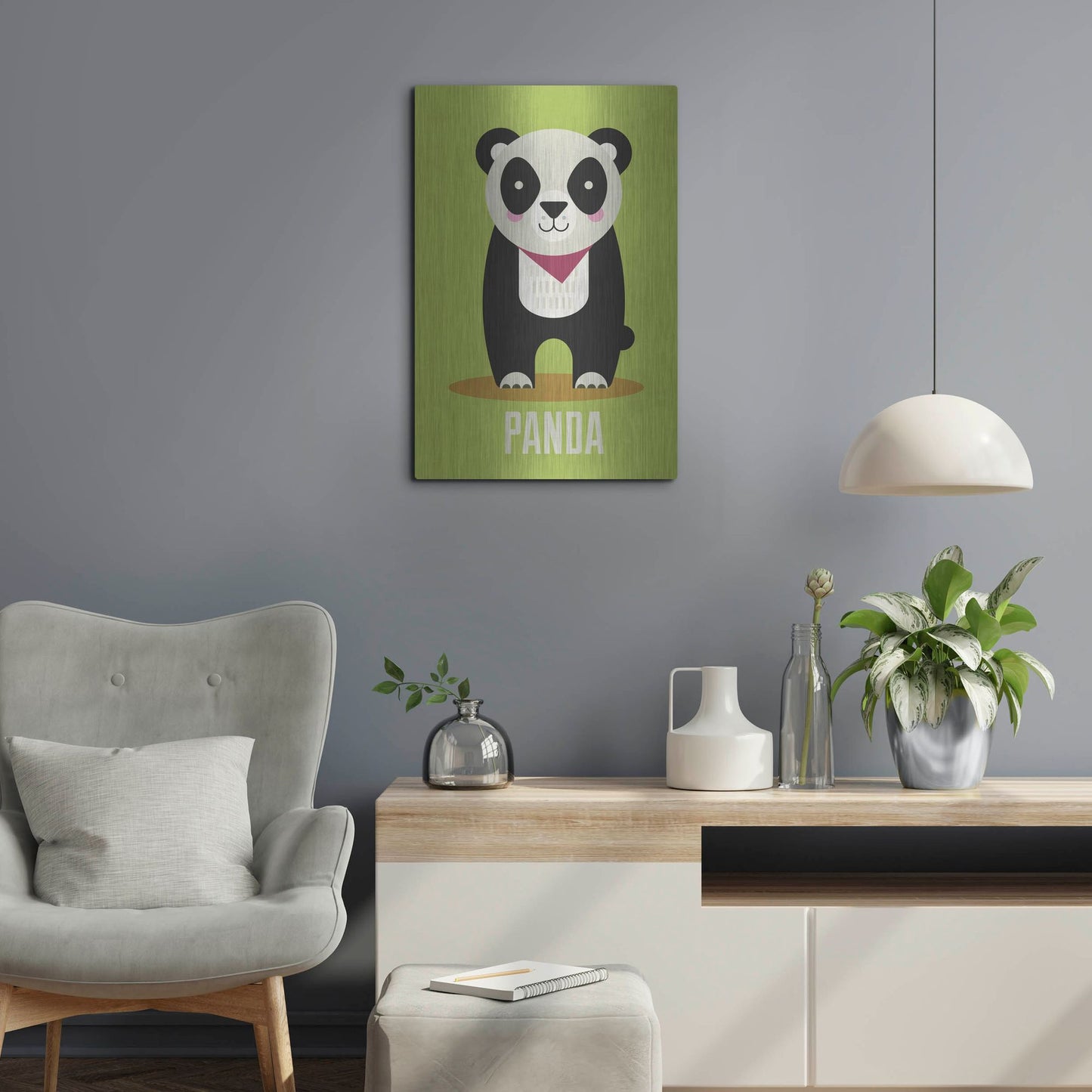 Luxe Metal Art 'Panda Kids Nursery' by Gary Williams, Metal Wall Art,16x24