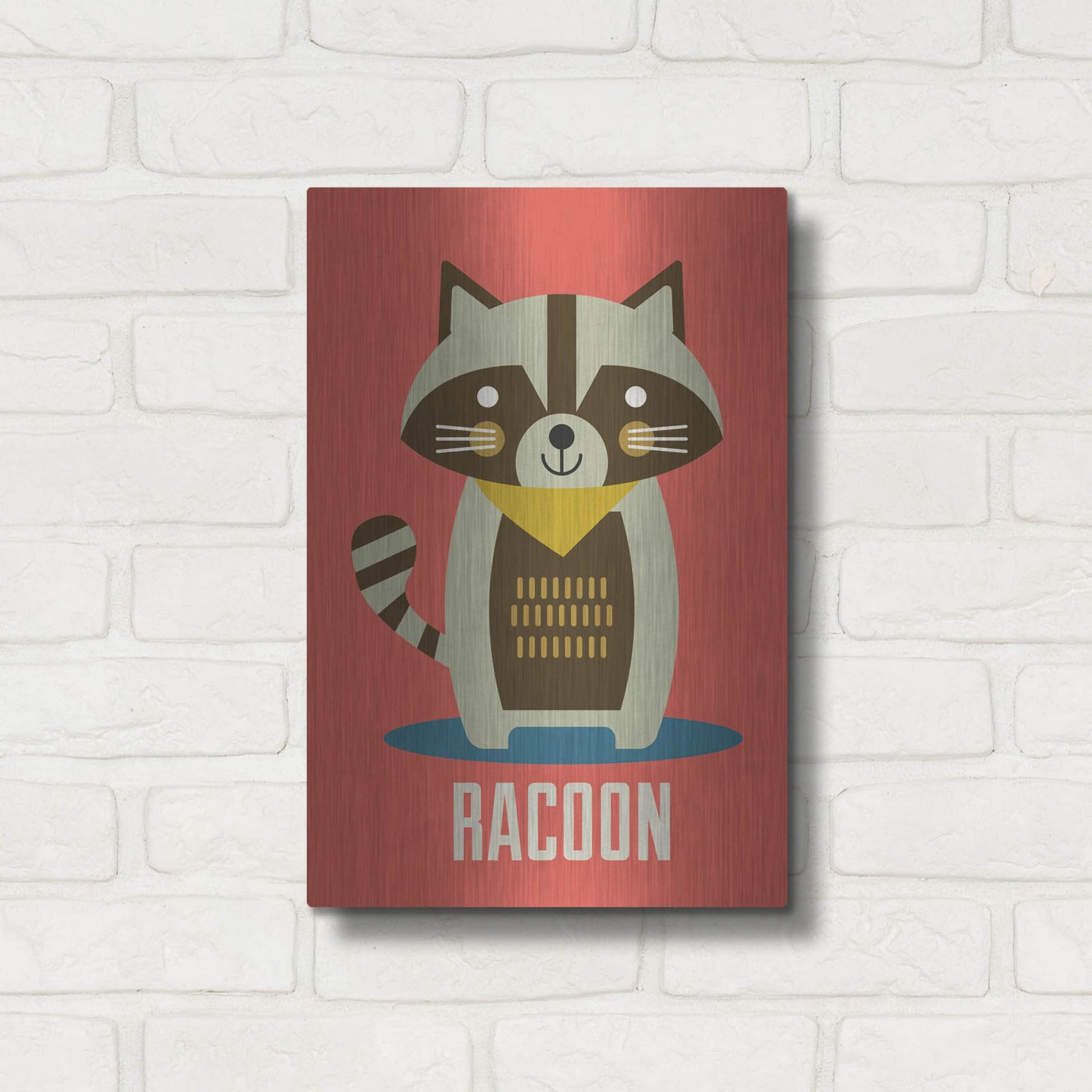Luxe Metal Art 'Racoon Kids Nursery' by Gary Williams, Metal Wall Art,12x16
