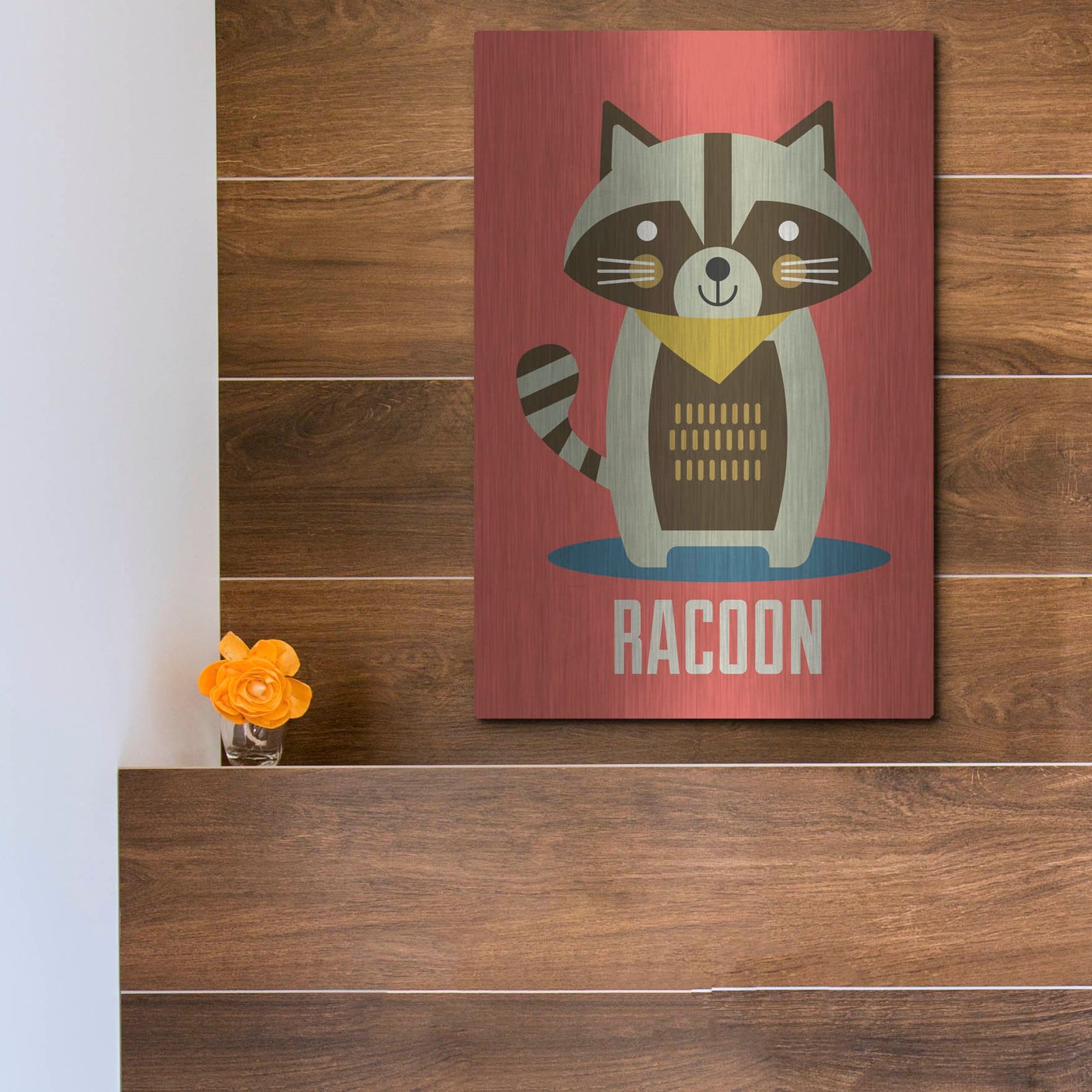Luxe Metal Art 'Racoon Kids Nursery' by Gary Williams, Metal Wall Art,12x16