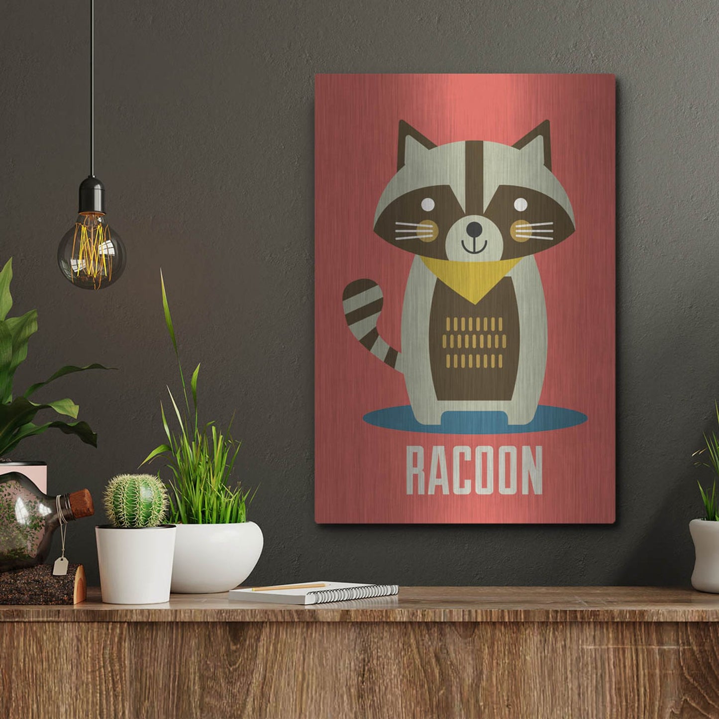 Luxe Metal Art 'Racoon Kids Nursery' by Gary Williams, Metal Wall Art,12x16