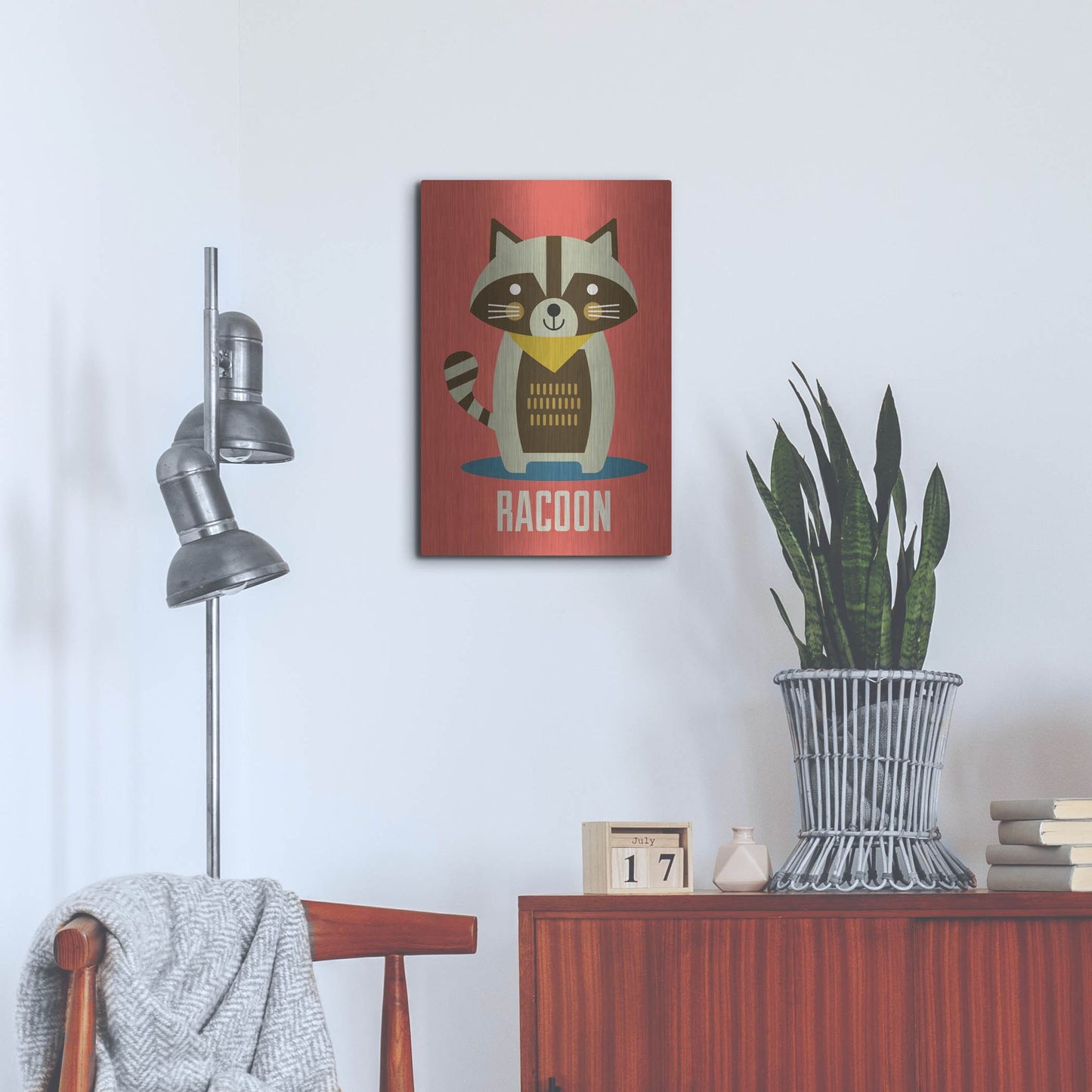 Luxe Metal Art 'Racoon Kids Nursery' by Gary Williams, Metal Wall Art,16x24