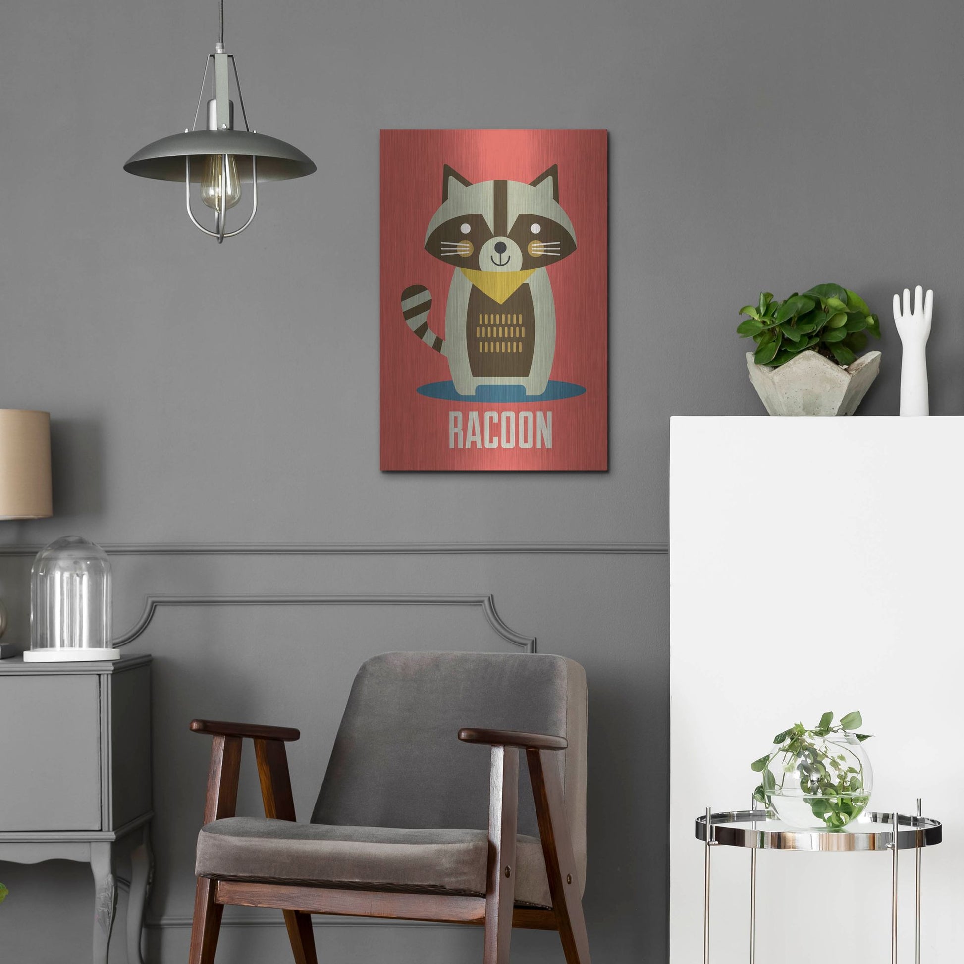 Luxe Metal Art 'Racoon Kids Nursery' by Gary Williams, Metal Wall Art,16x24