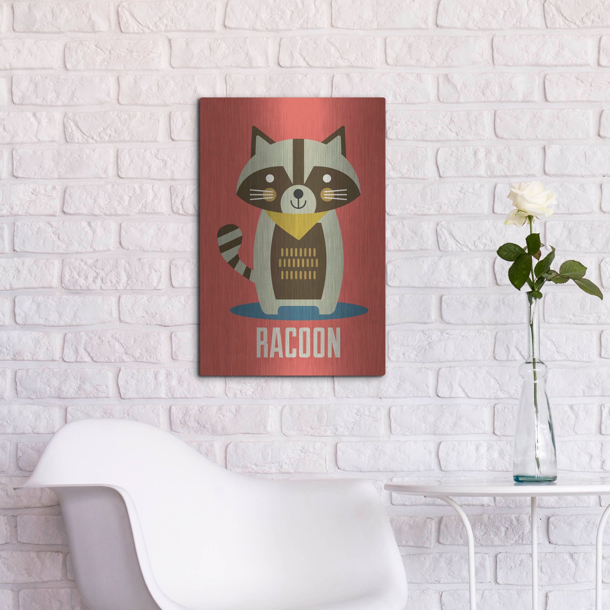 Luxe Metal Art 'Racoon Kids Nursery' by Gary Williams, Metal Wall Art,16x24
