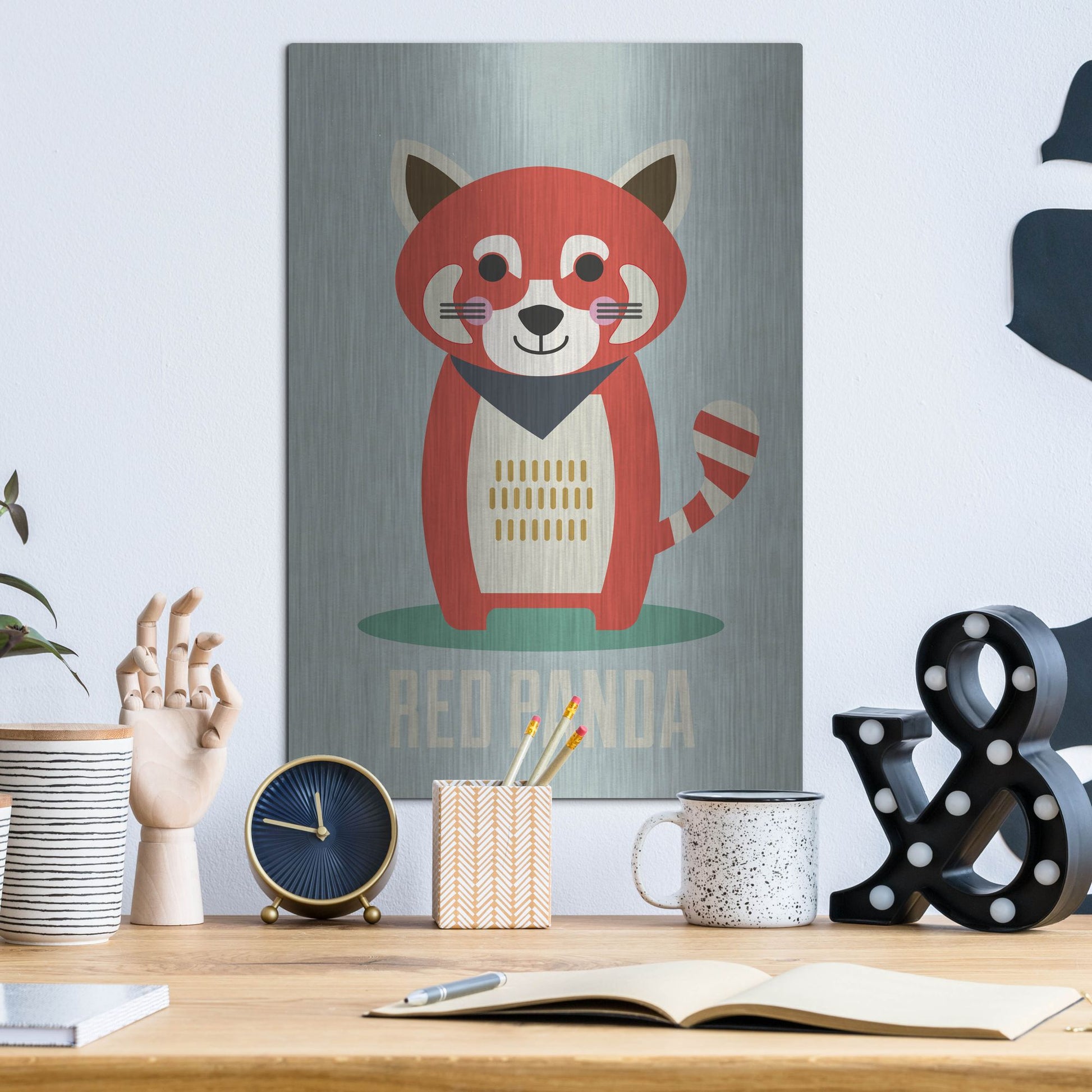 Luxe Metal Art 'Red Panda Kids Nursery' by Gary Williams, Metal Wall Art,12x16