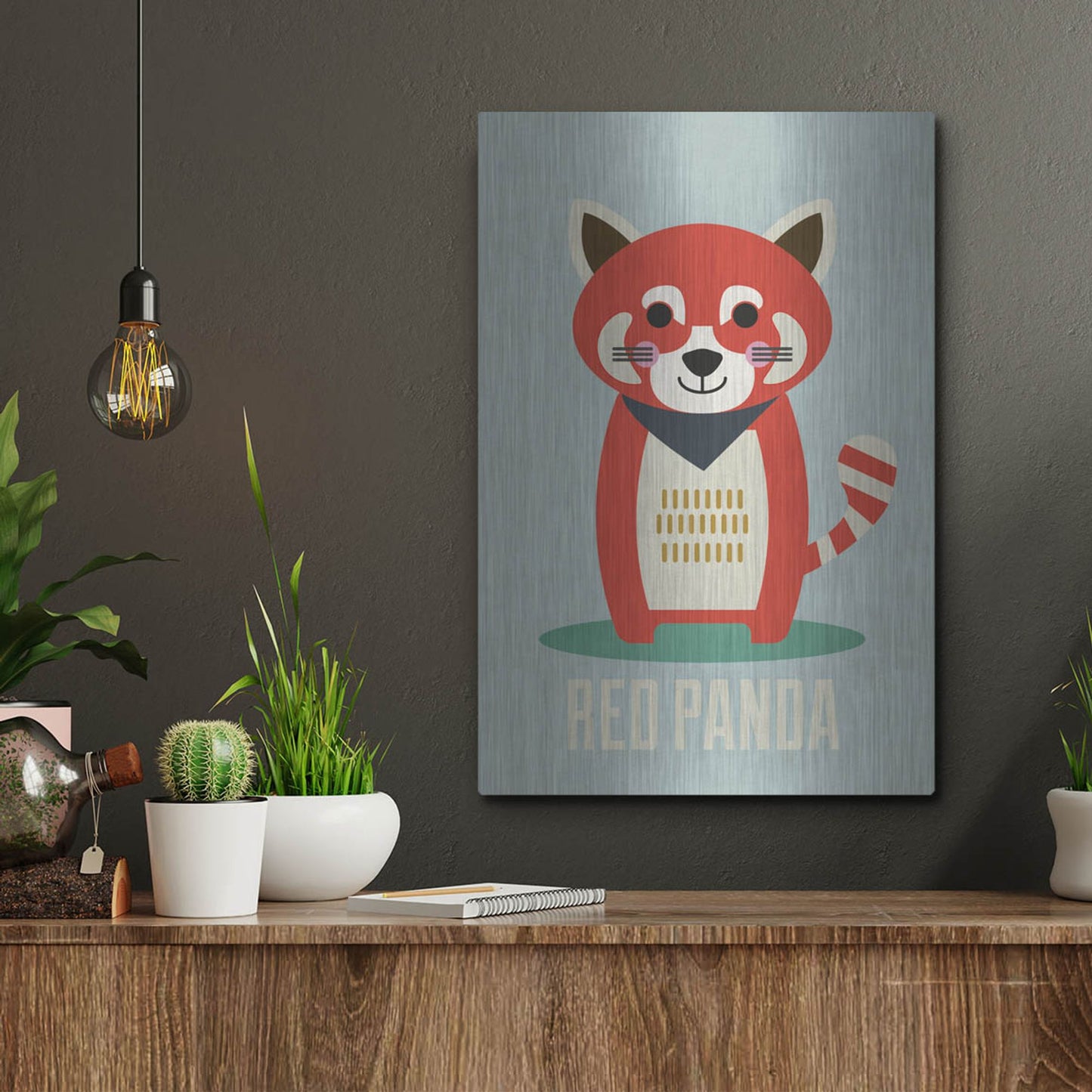 Luxe Metal Art 'Red Panda Kids Nursery' by Gary Williams, Metal Wall Art,12x16