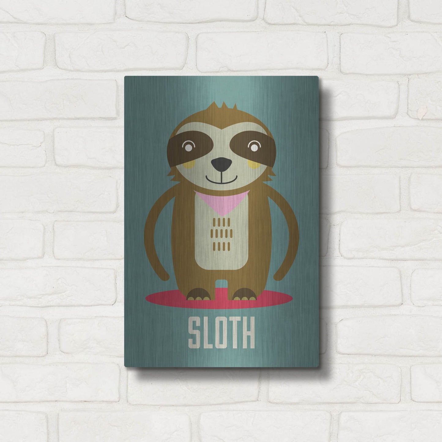 Luxe Metal Art 'Sloth Kids Nursery' by Gary Williams, Metal Wall Art,12x16