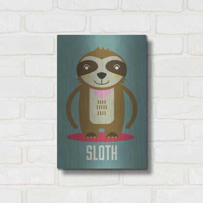 Luxe Metal Art 'Sloth Kids Nursery' by Gary Williams, Metal Wall Art,12x16