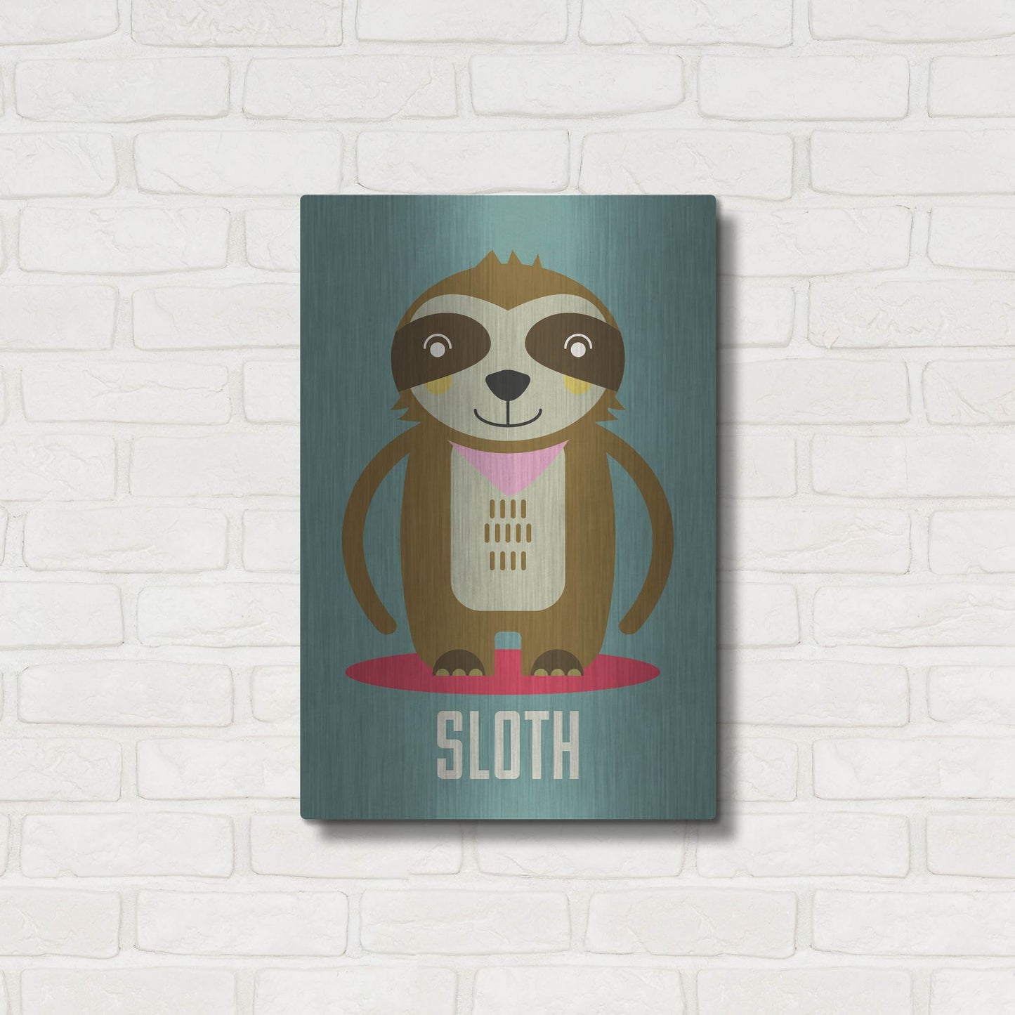 Luxe Metal Art 'Sloth Kids Nursery' by Gary Williams, Metal Wall Art,16x24