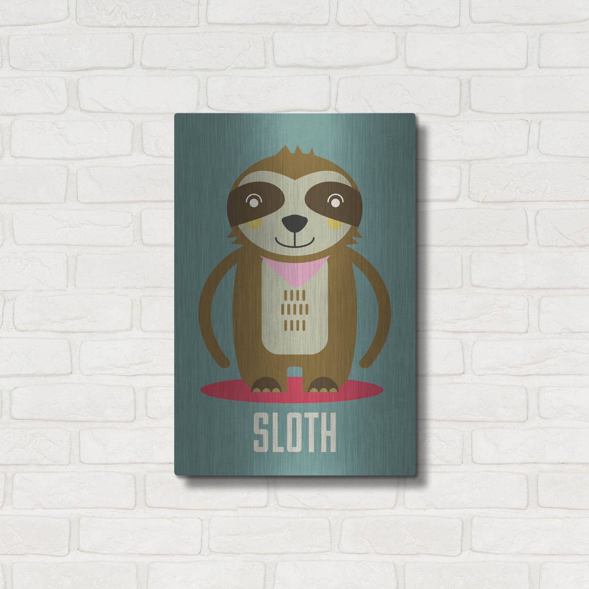 Luxe Metal Art 'Sloth Kids Nursery' by Gary Williams, Metal Wall Art,16x24