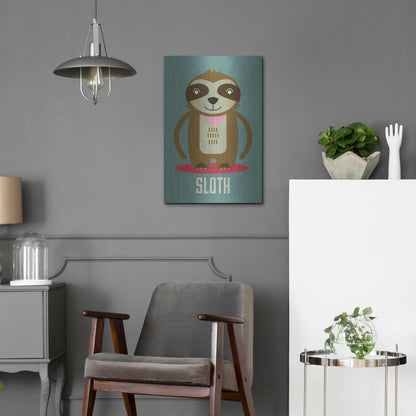 Luxe Metal Art 'Sloth Kids Nursery' by Gary Williams, Metal Wall Art,16x24