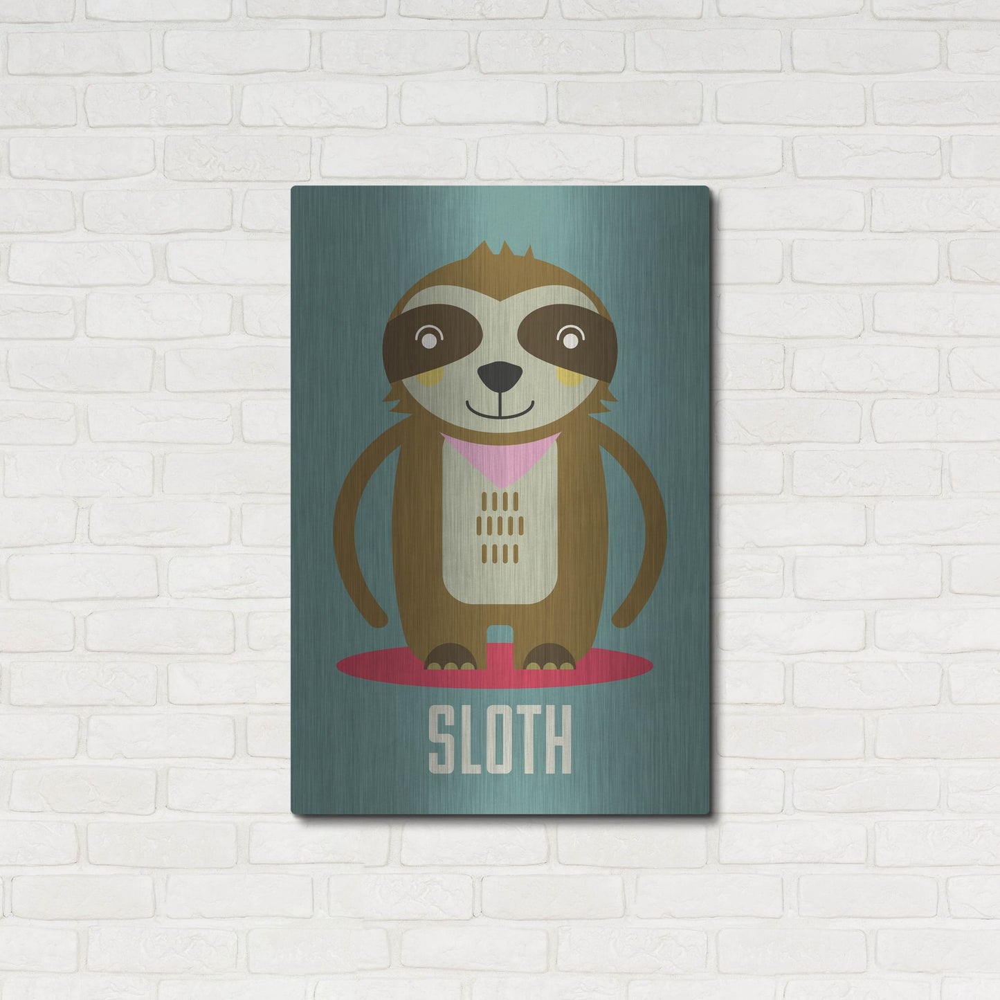 Luxe Metal Art 'Sloth Kids Nursery' by Gary Williams, Metal Wall Art,24x36