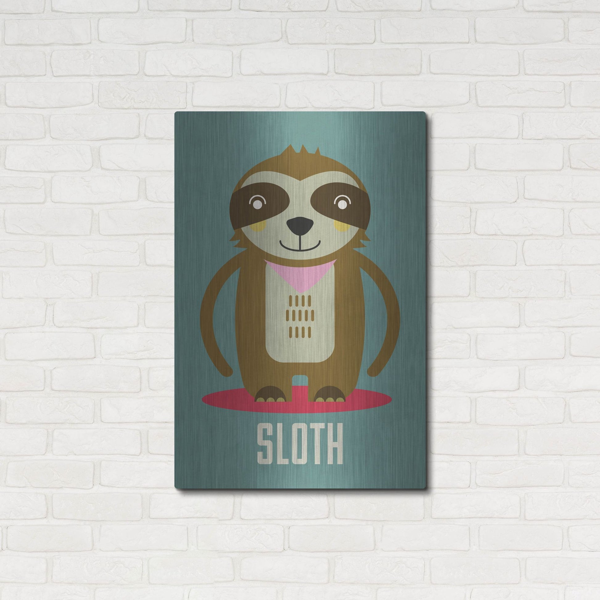 Luxe Metal Art 'Sloth Kids Nursery' by Gary Williams, Metal Wall Art,24x36