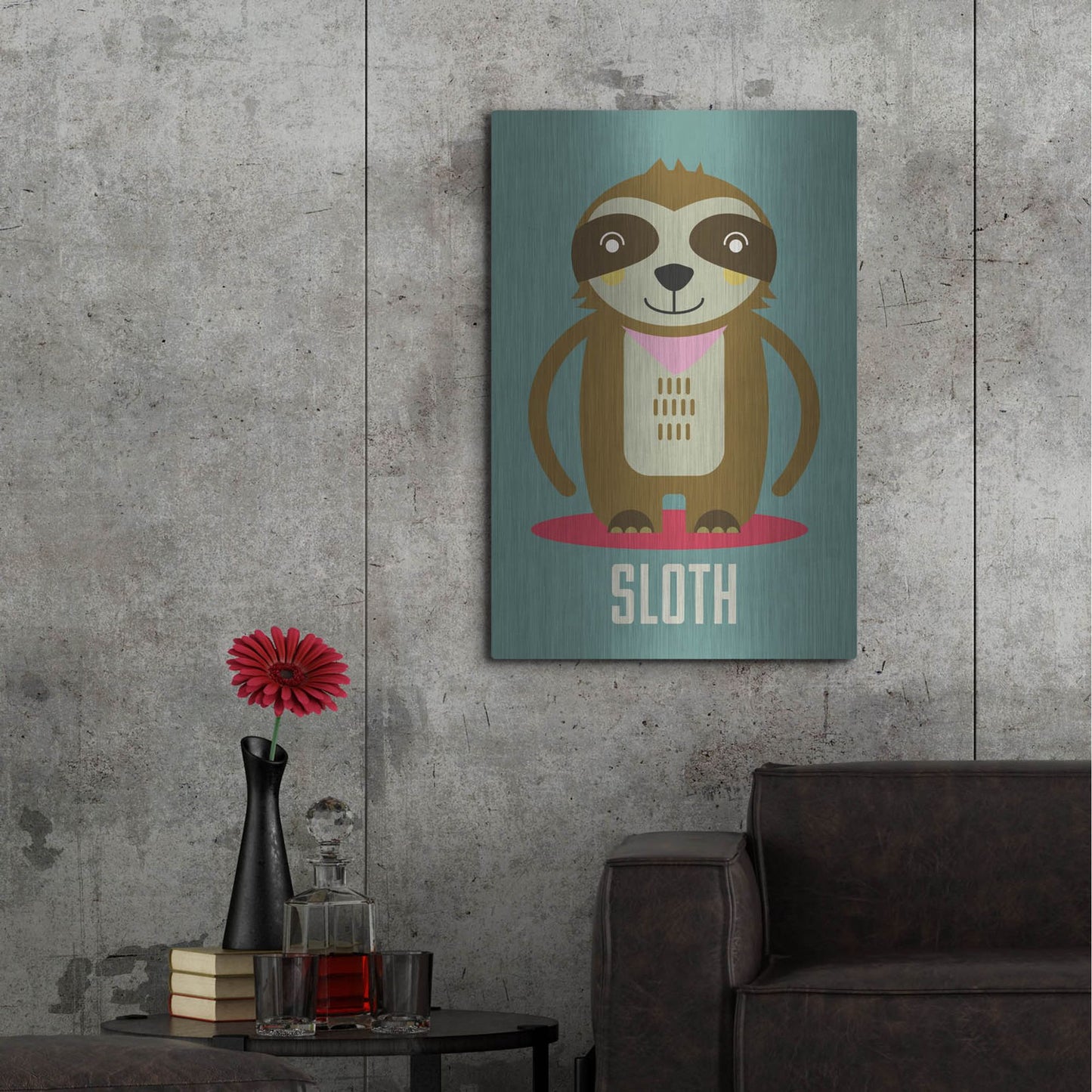 Luxe Metal Art 'Sloth Kids Nursery' by Gary Williams, Metal Wall Art,24x36
