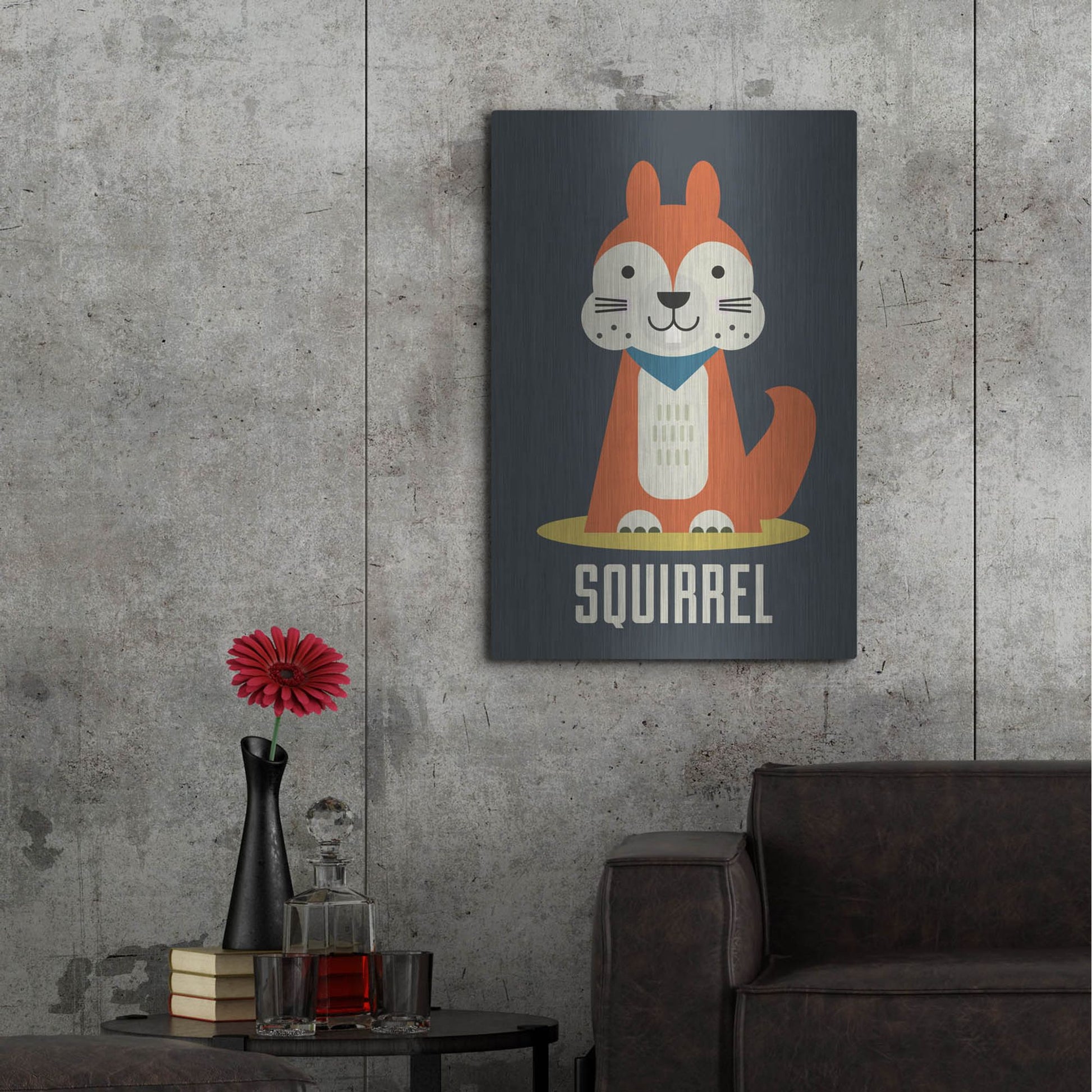 Luxe Metal Art 'Squirrel Kids Nursery' by Gary Williams, Metal Wall Art,24x36