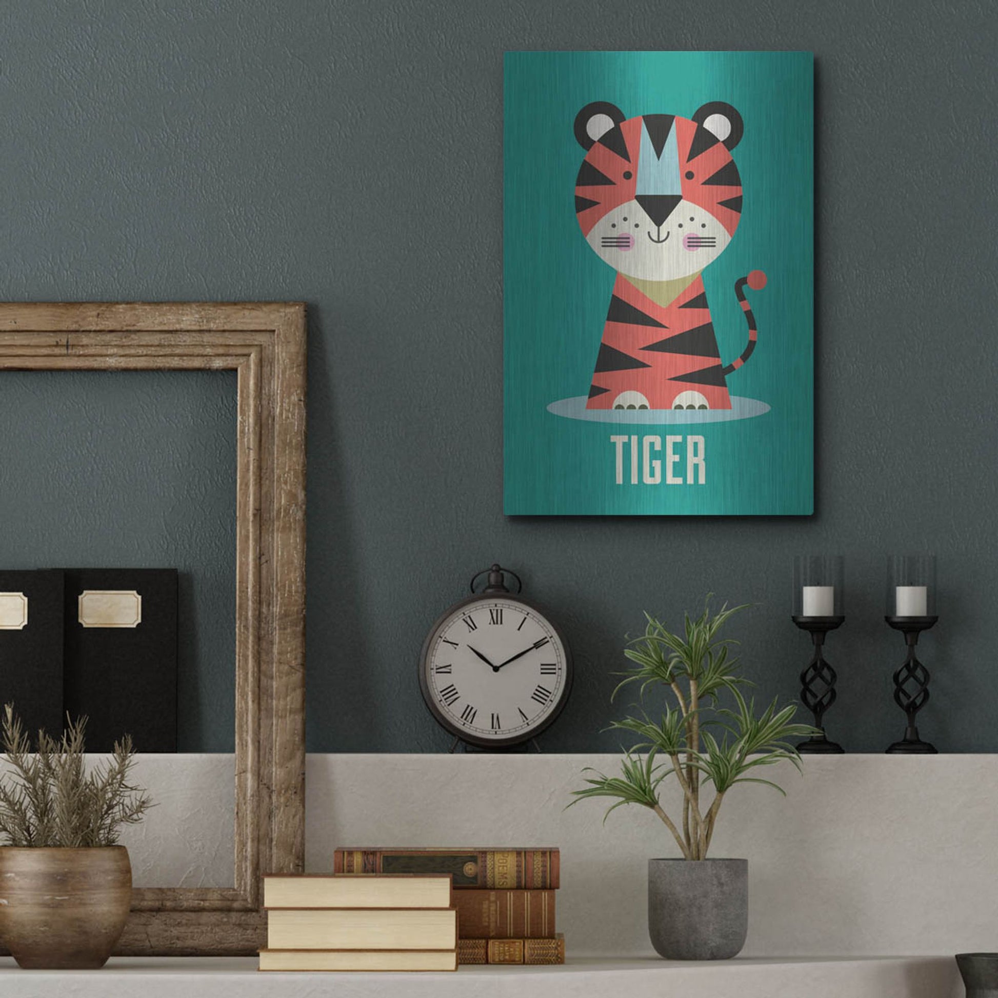 Luxe Metal Art 'Tiger Kids Nursery' by Gary Williams, Metal Wall Art,12x16