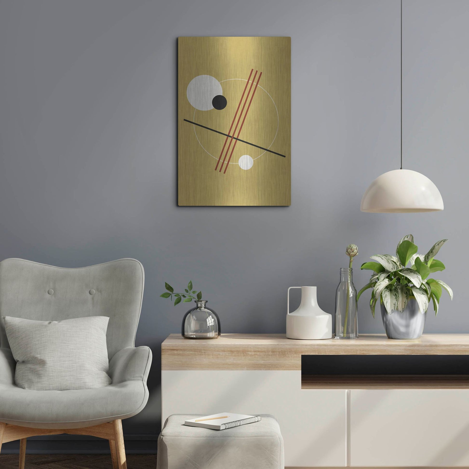 Luxe Metal Art 'Suprematist Abstract Geometric 3' by Gary Williams, Metal Wall Art,16x24