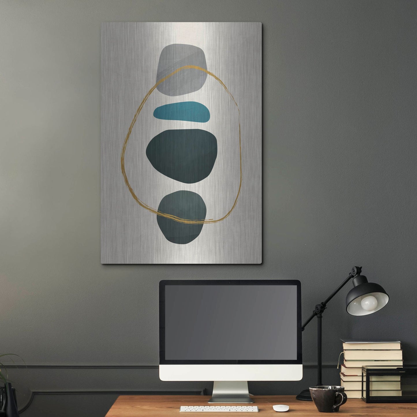 Luxe Metal Art 'Scandi Pebbles 11' by Gary Williams, Metal Wall Art,24x36