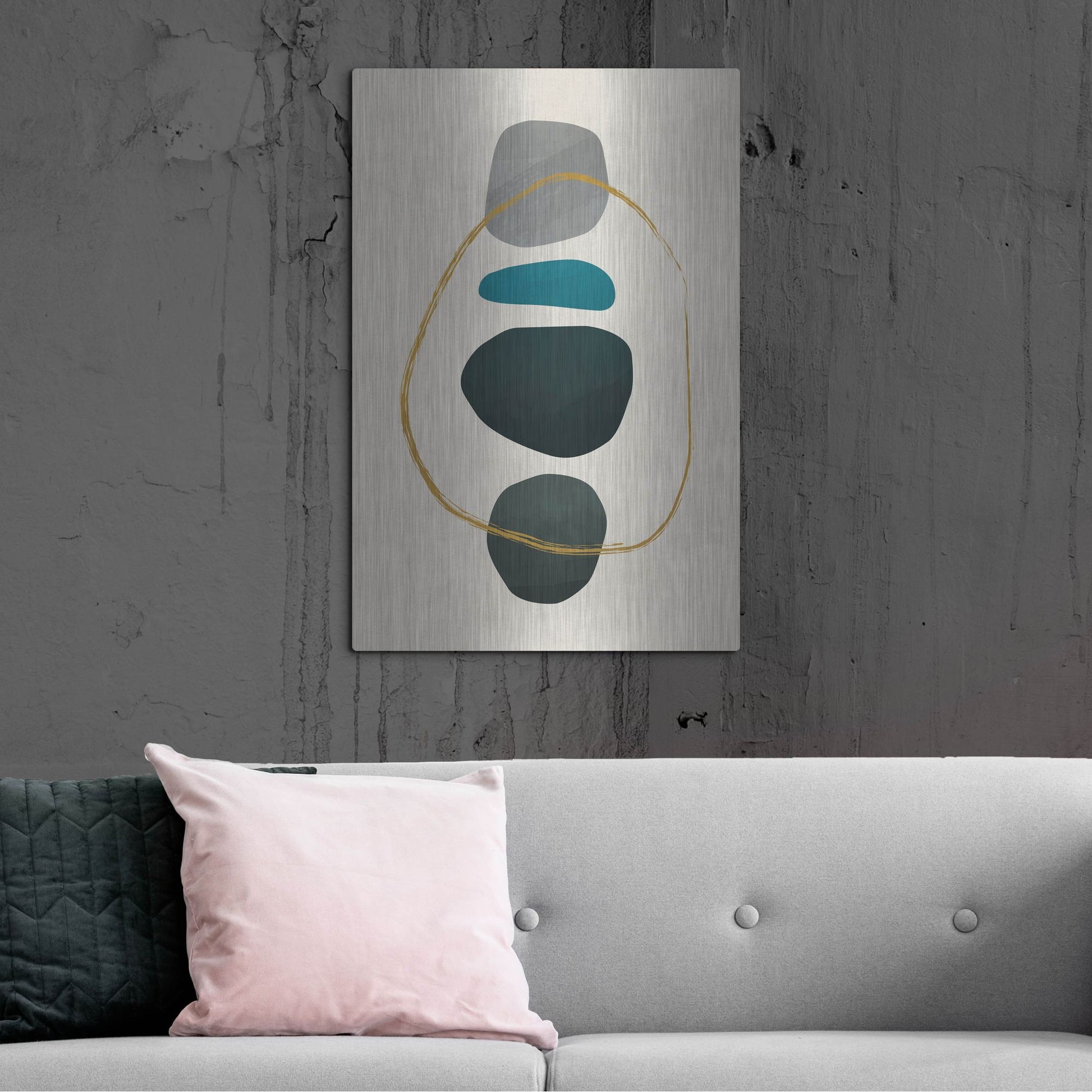 Luxe Metal Art 'Scandi Pebbles 11' by Gary Williams, Metal Wall Art,24x36