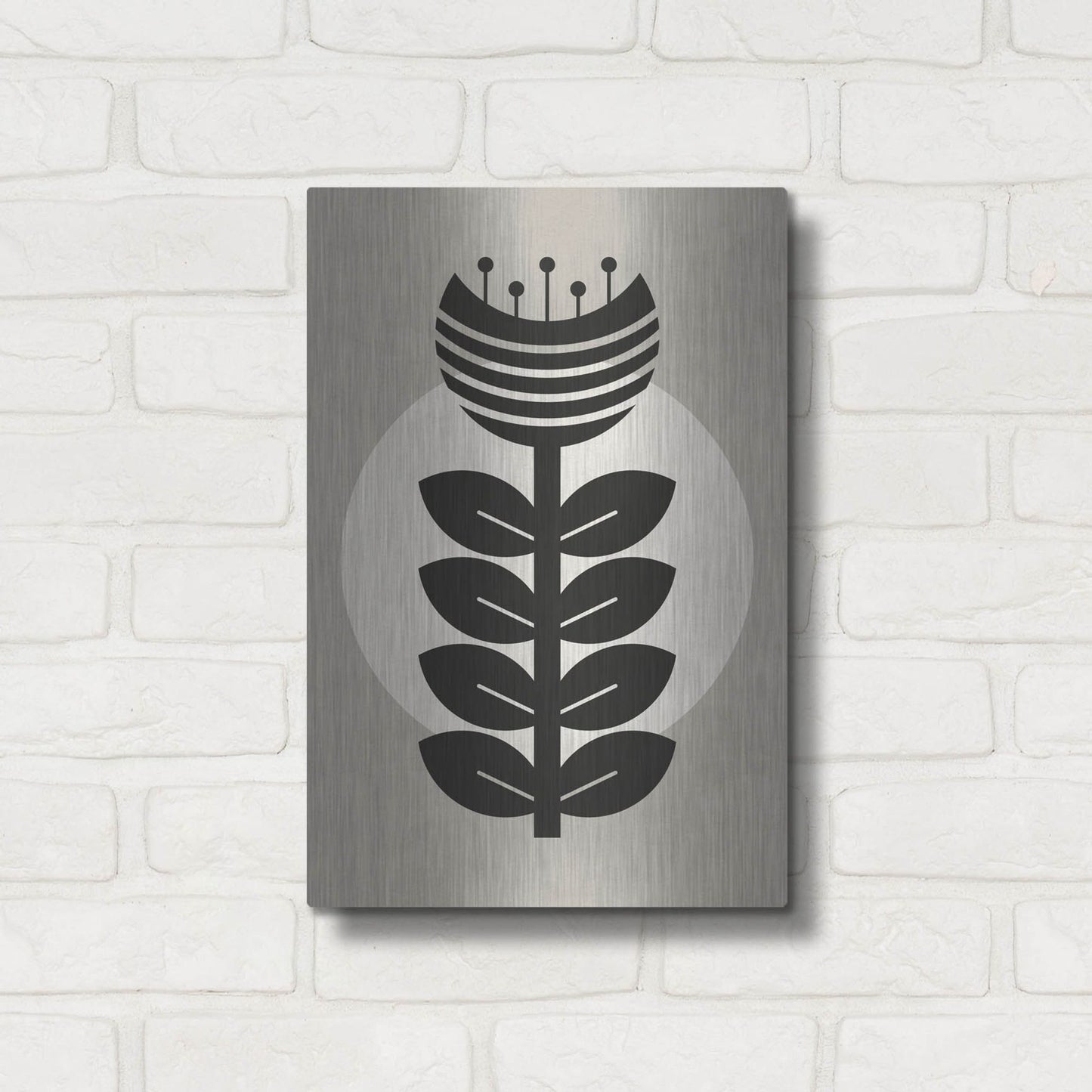 Luxe Metal Art 'Monochrome Geometric Flower 3' by Gary Williams, Metal Wall Art,12x16