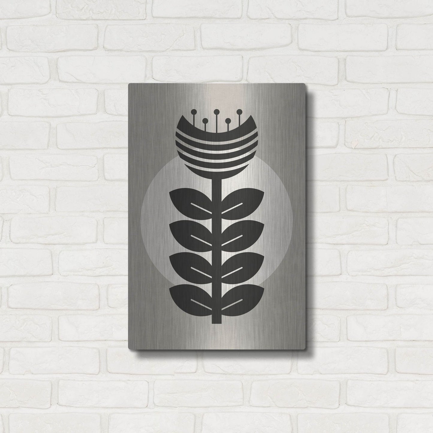 Luxe Metal Art 'Monochrome Geometric Flower 3' by Gary Williams, Metal Wall Art,16x24