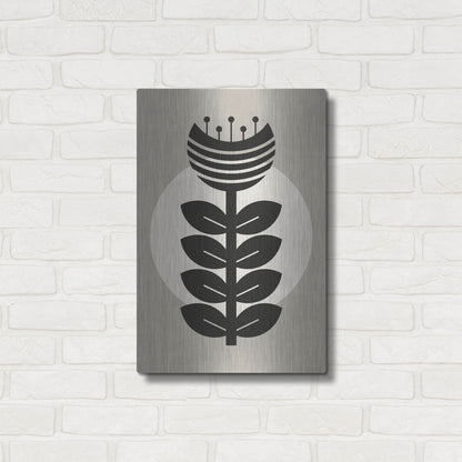 Luxe Metal Art 'Monochrome Geometric Flower 3' by Gary Williams, Metal Wall Art,16x24