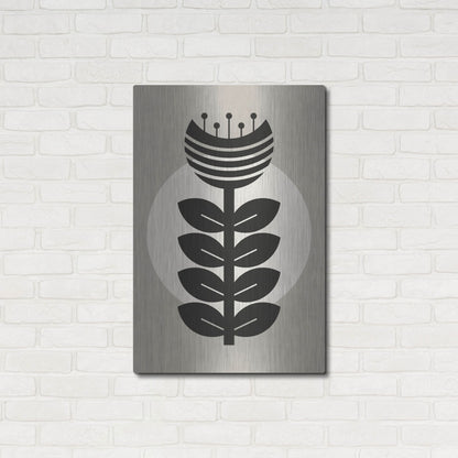 Luxe Metal Art 'Monochrome Geometric Flower 3' by Gary Williams, Metal Wall Art,24x36