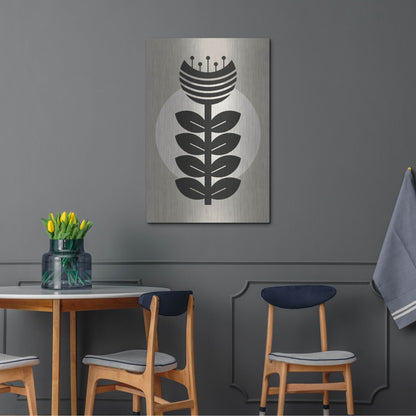 Luxe Metal Art 'Monochrome Geometric Flower 3' by Gary Williams, Metal Wall Art,24x36